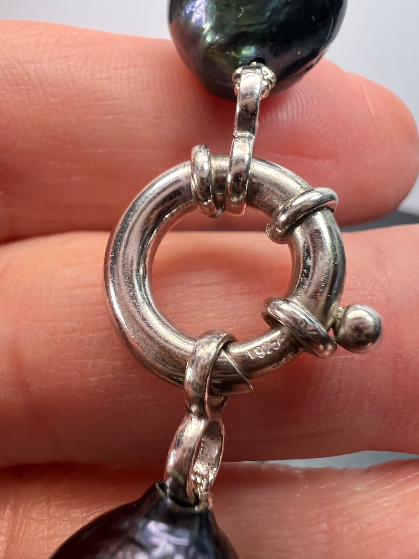 13mm Tahitian peacock baroque pearl 22 inch necklace with sterling silver clasp