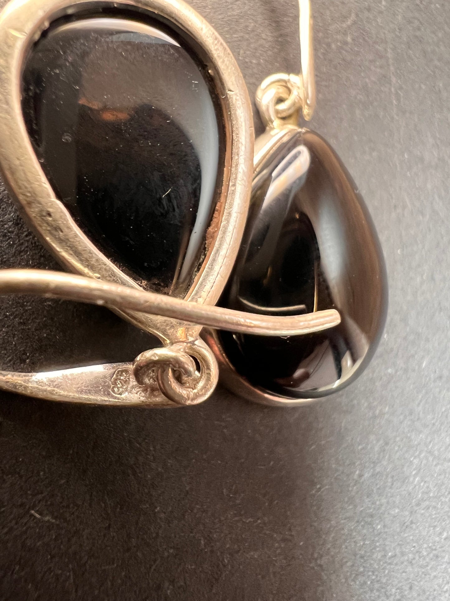 NEW Black onyx sterling silver teardrop earrings 7.57 grams