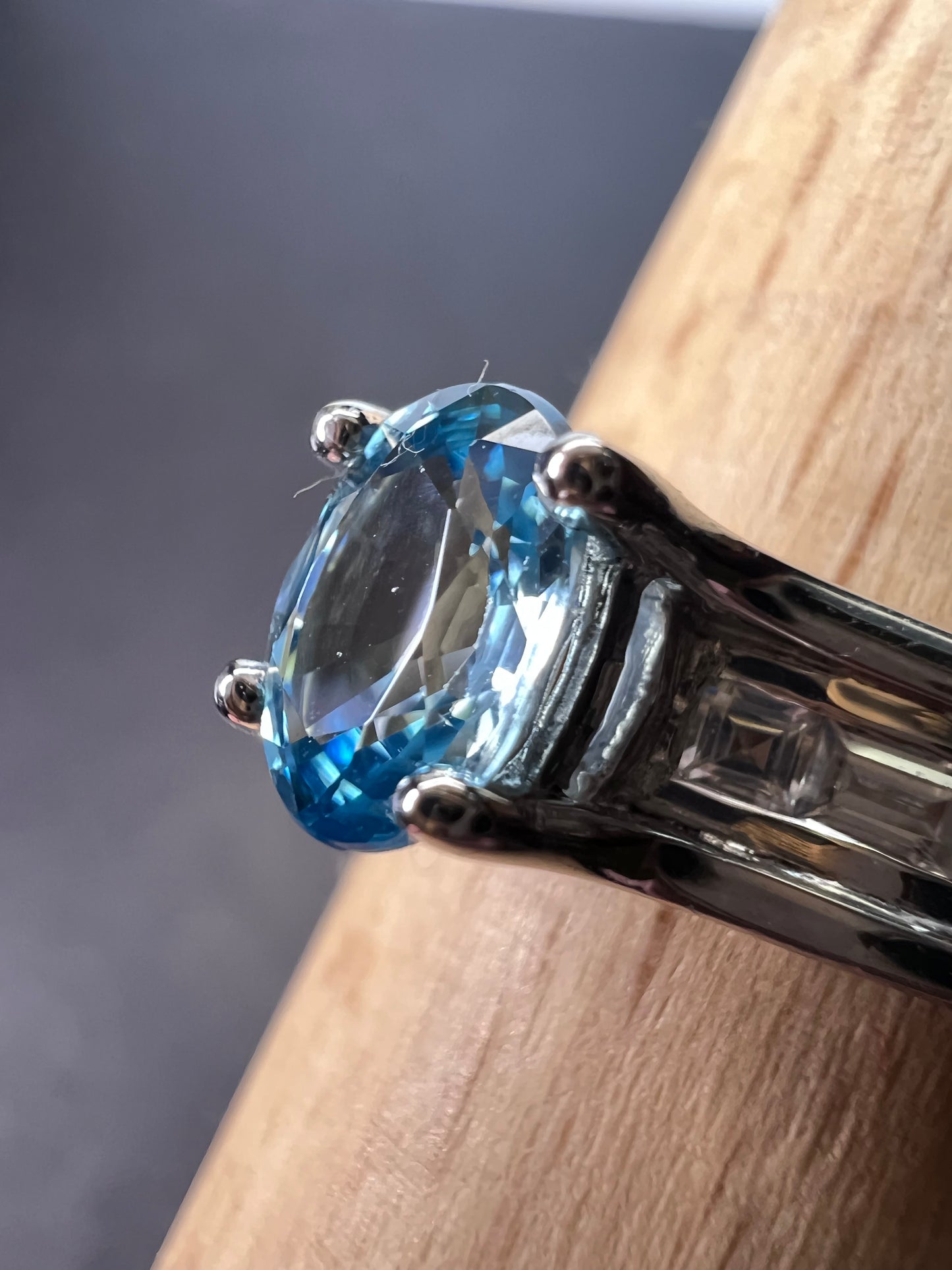 Blue & White Topaz Ring | Sterling Silver Ring size 10
