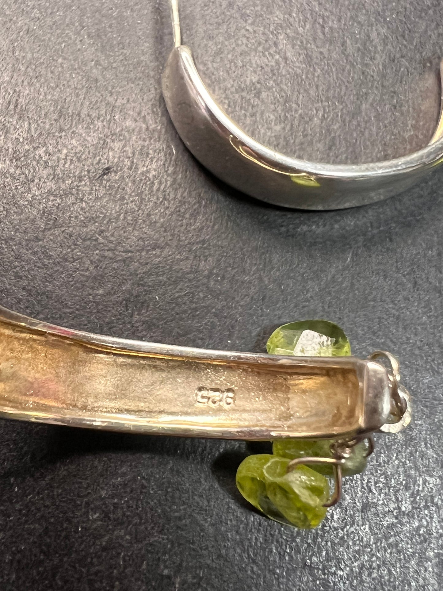 NEW peridot sterling silver crescent hoop earrings