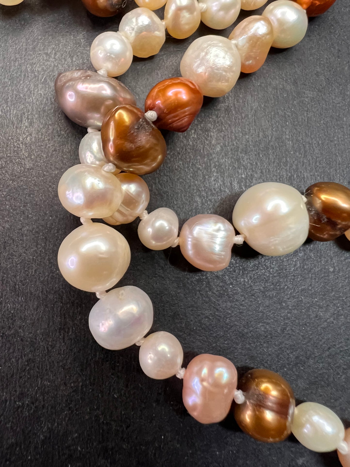 Multi colored freshwater pearls 50 inch endless necklace