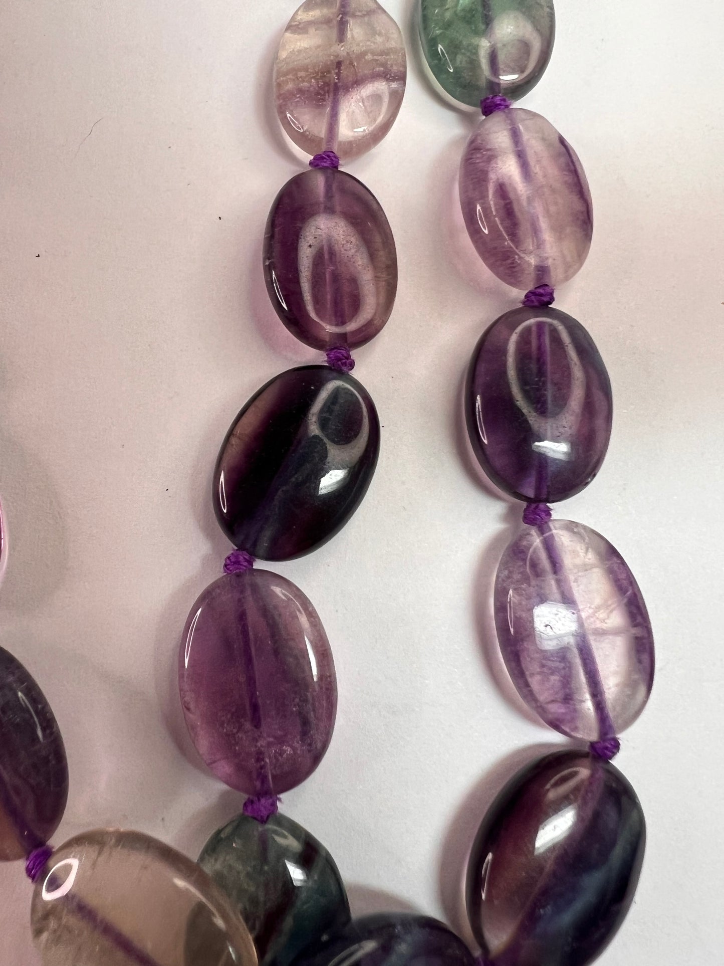 NEW Nate & Etan Fluorite double strand knotted necklace with sterling silver clasp