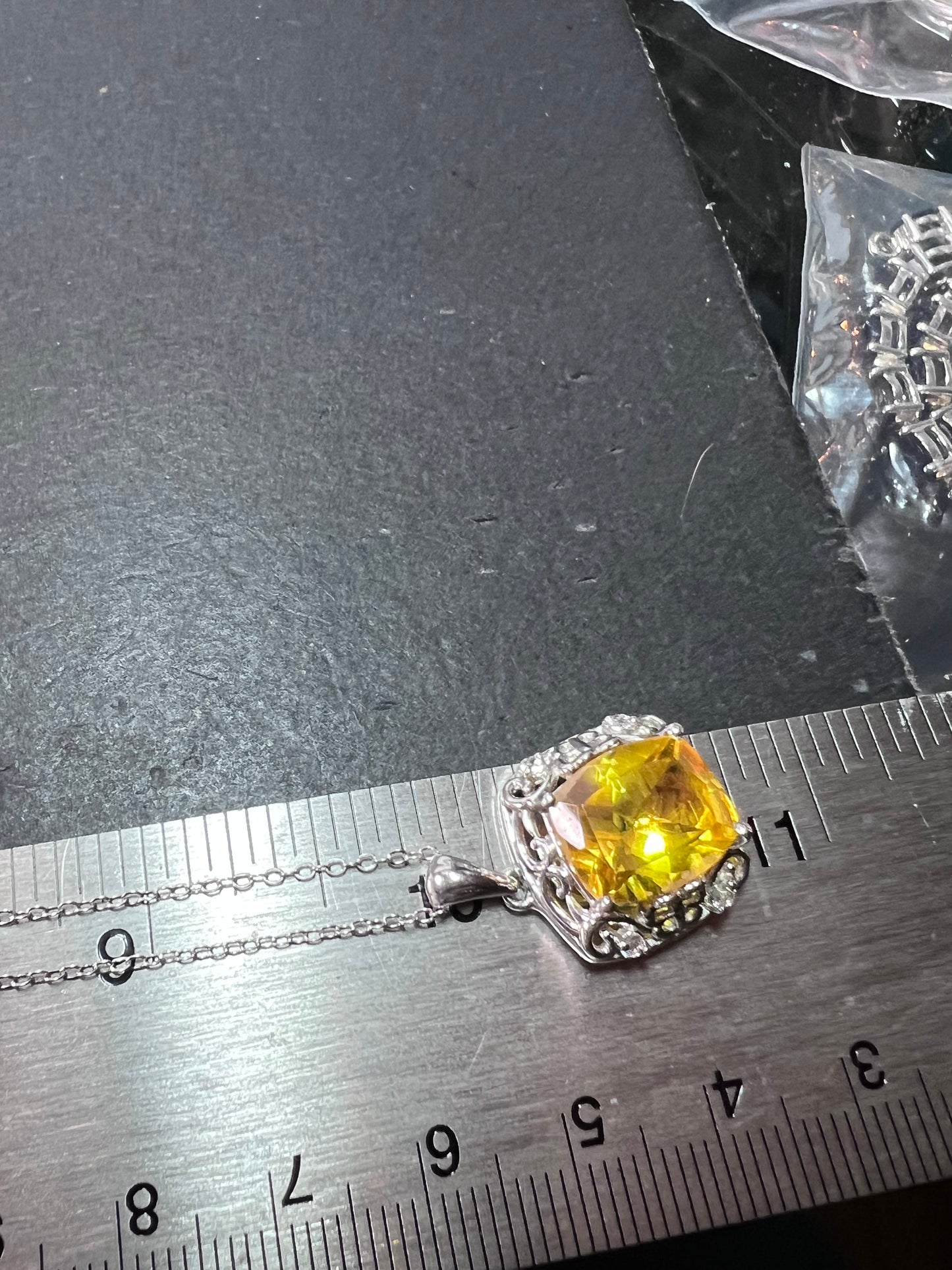 Lemon Quartz Sterling silver pendant and 20 inch chain necklace