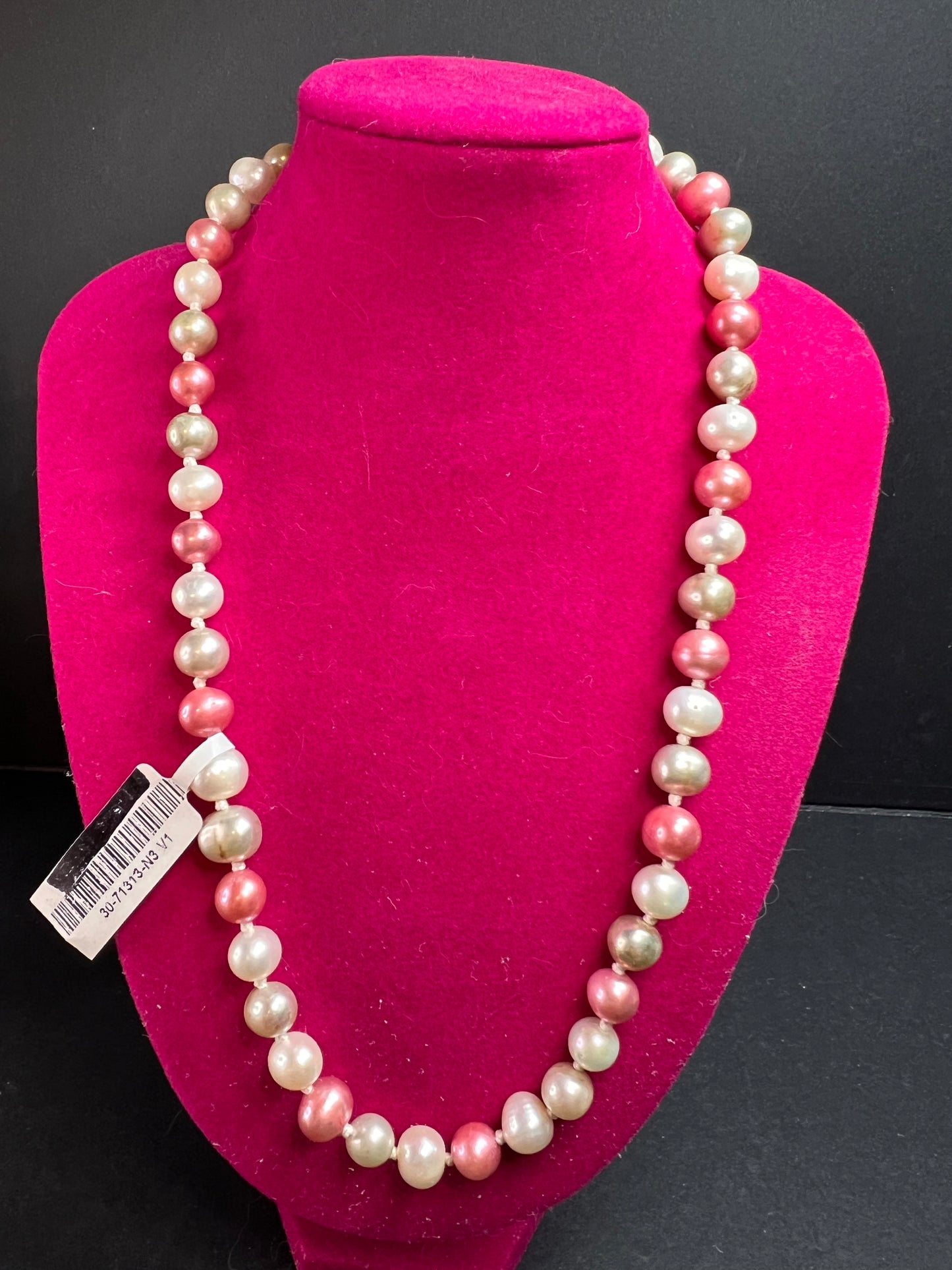 NEW multi colored freshwater pearl necklace with sterling silver clasp