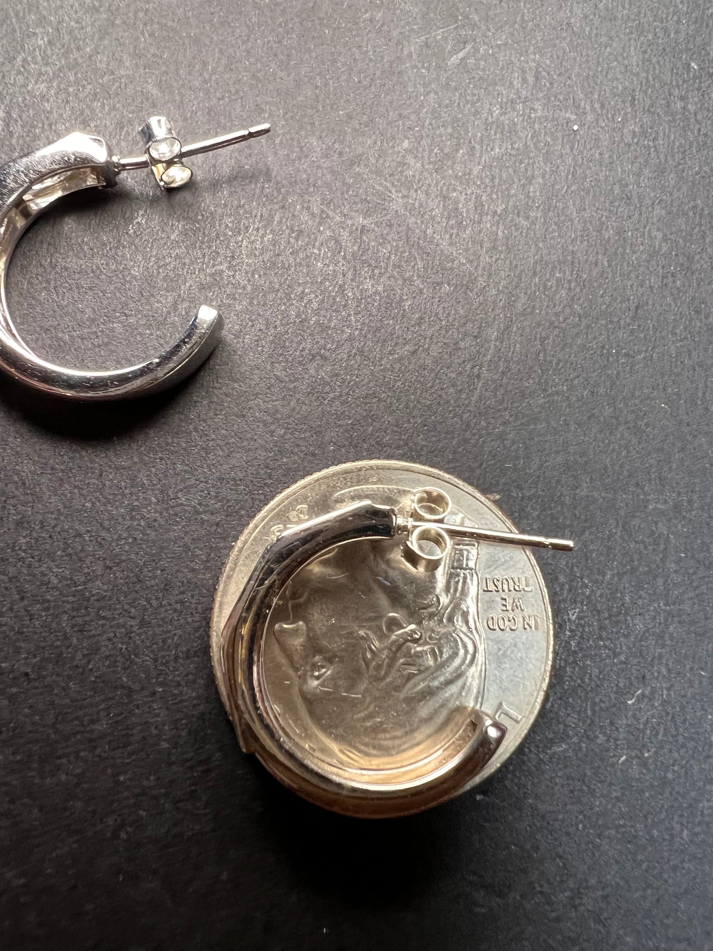 CZ half hoop earrings in sterling silver
