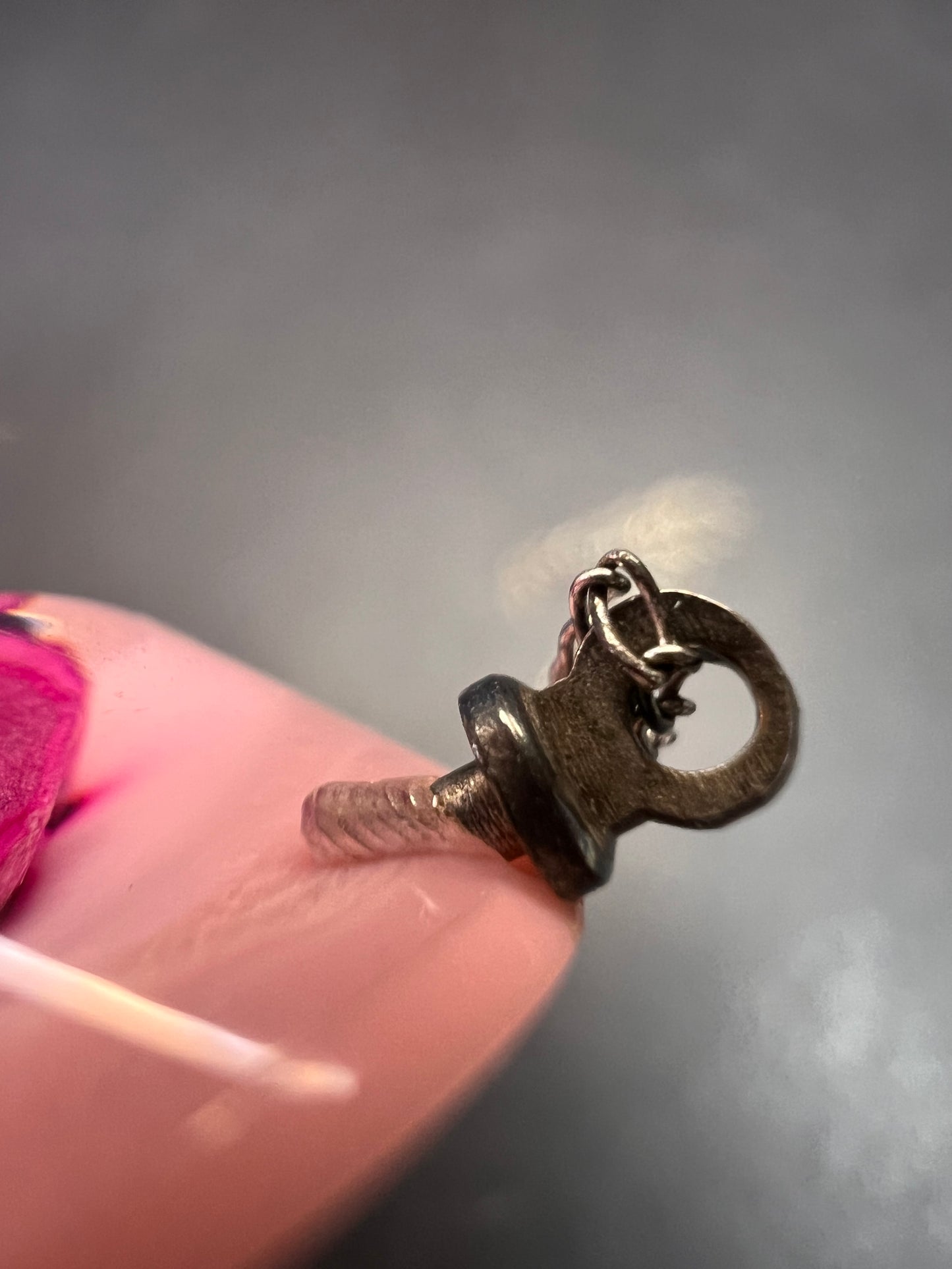 Vintage reversed rose carving lucite pendant