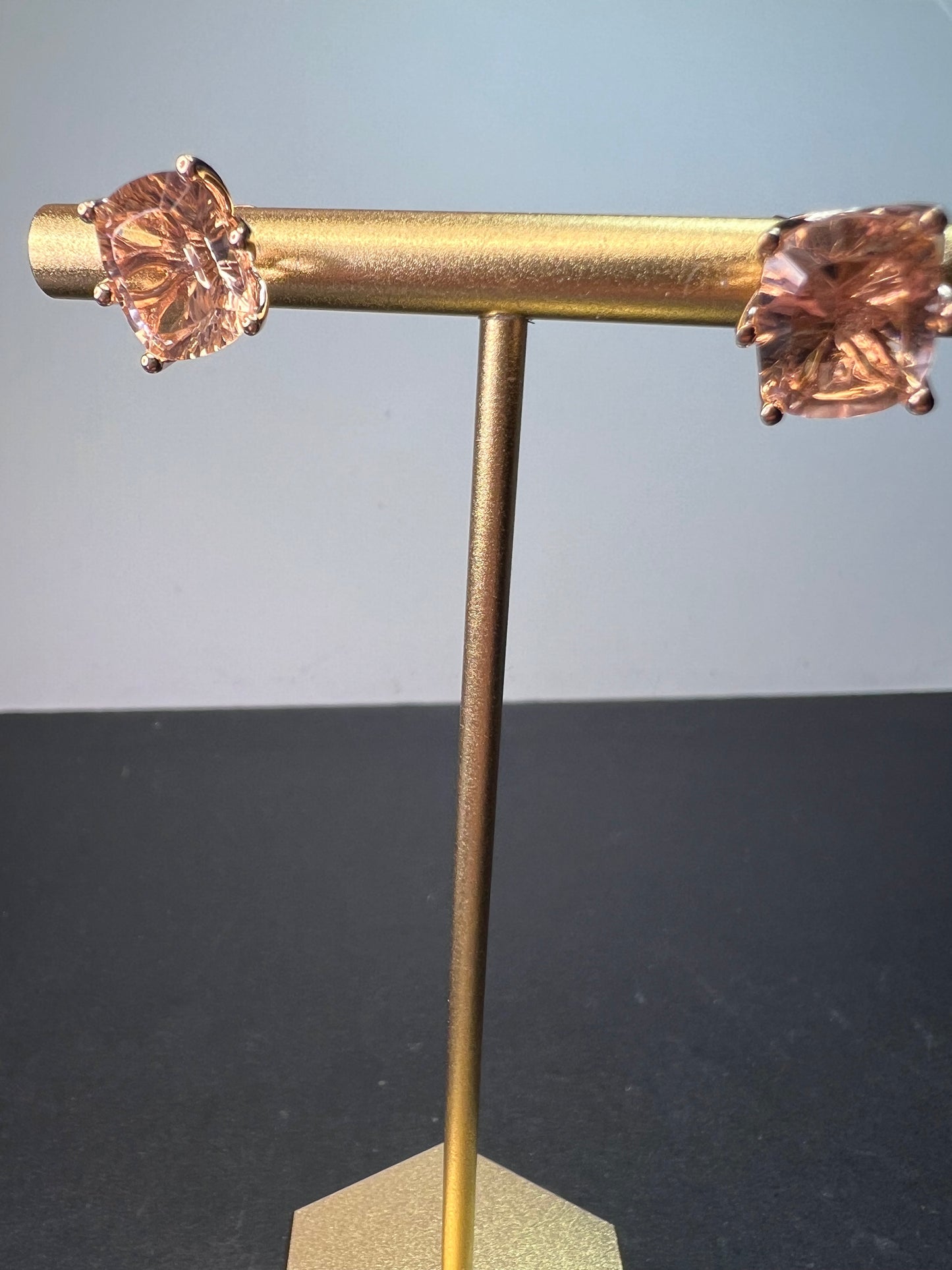 18k rose gold over sterling silver morganite simulant stud earrings