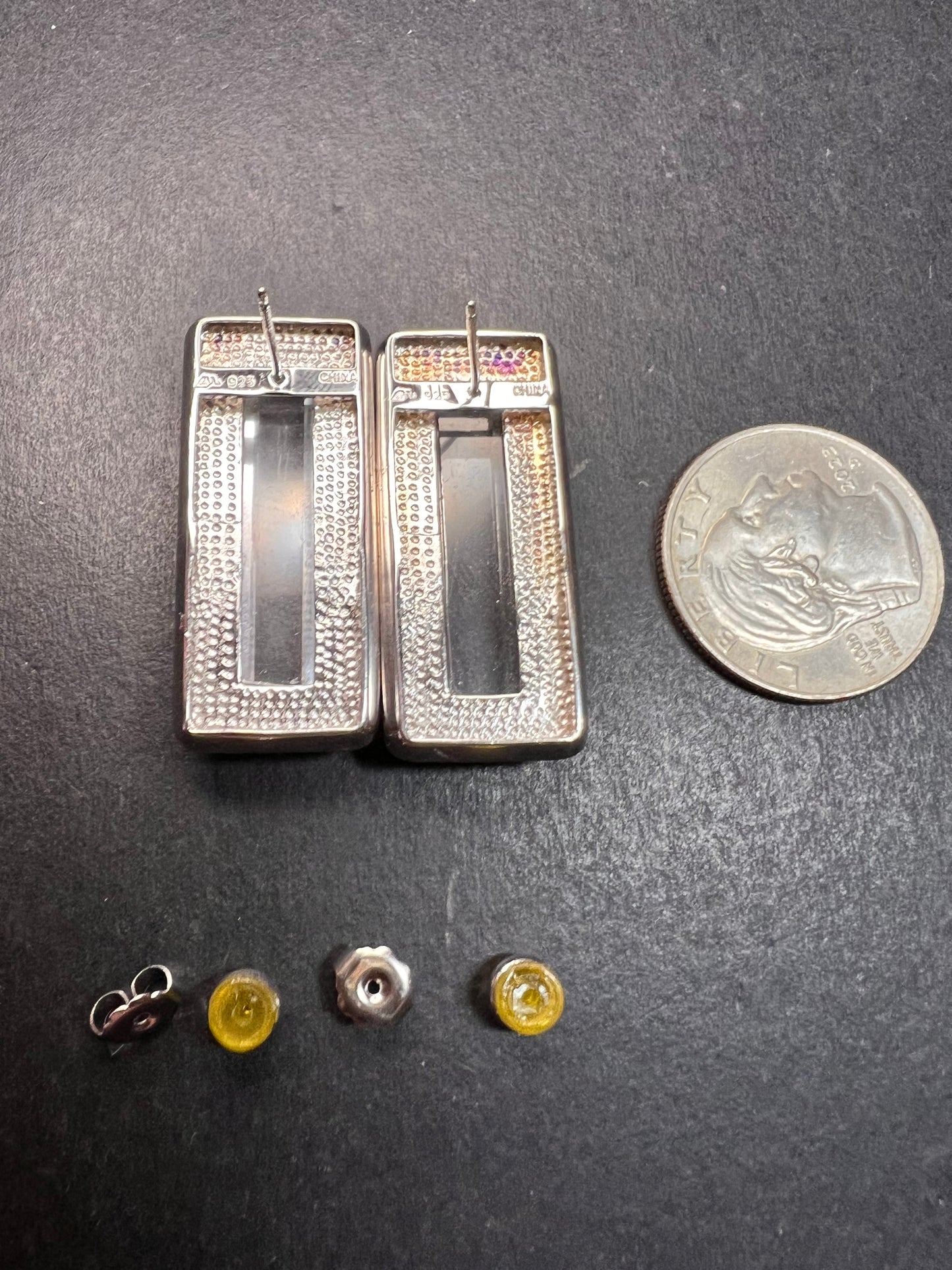 NEW clear quartz gemstone sterling silver earrings