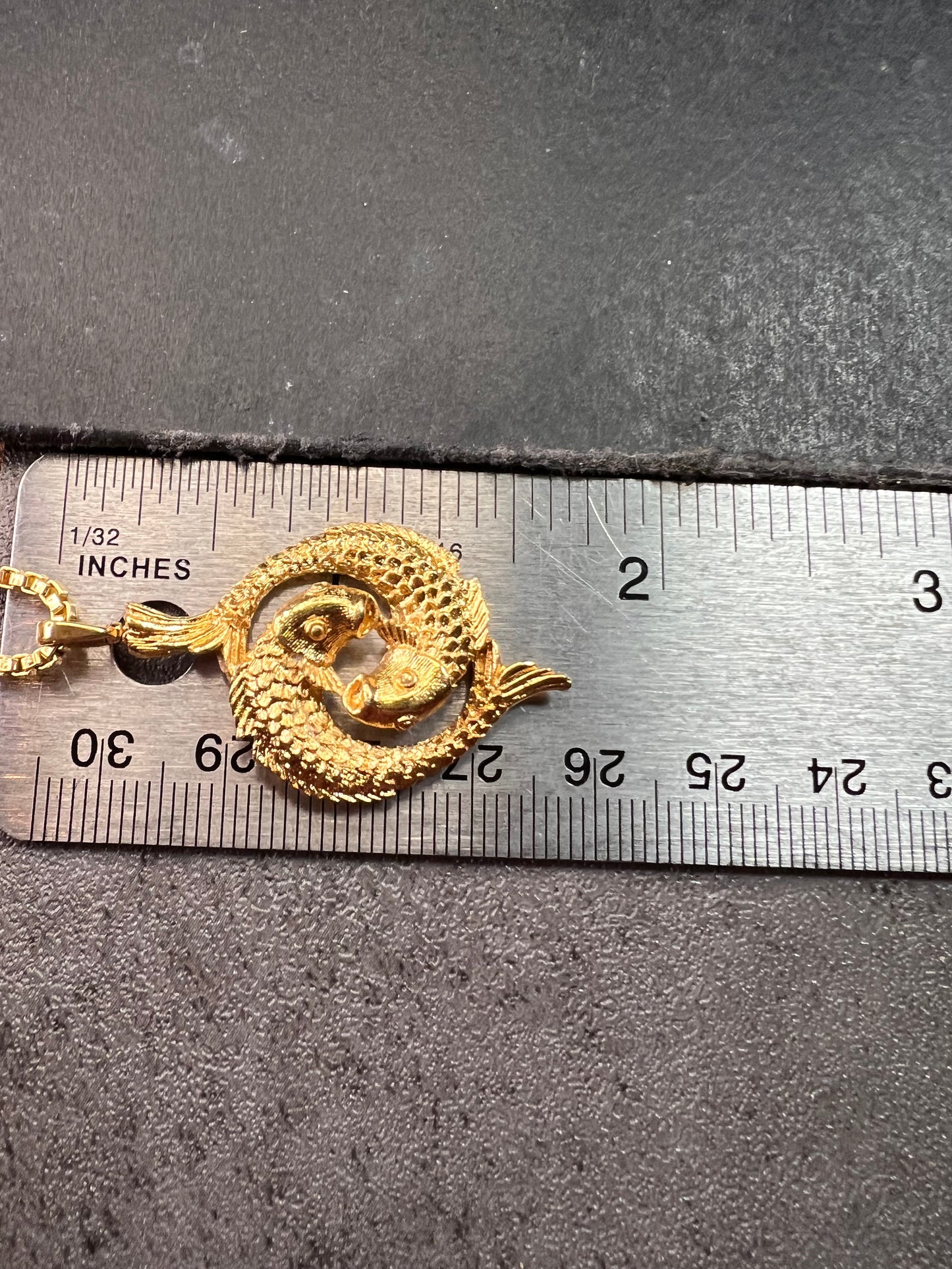 Vintage Monet Pisces Ouroboros Gold Tone Necklace 18 Inch