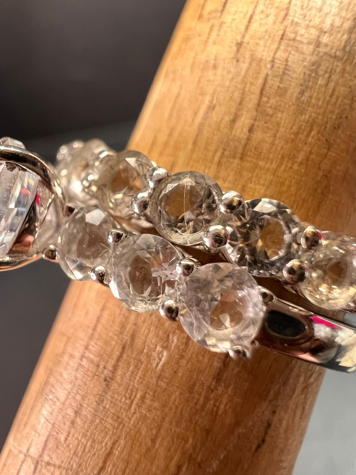 NEW White topaz stackable ring set in platinum over sterling silver size 5