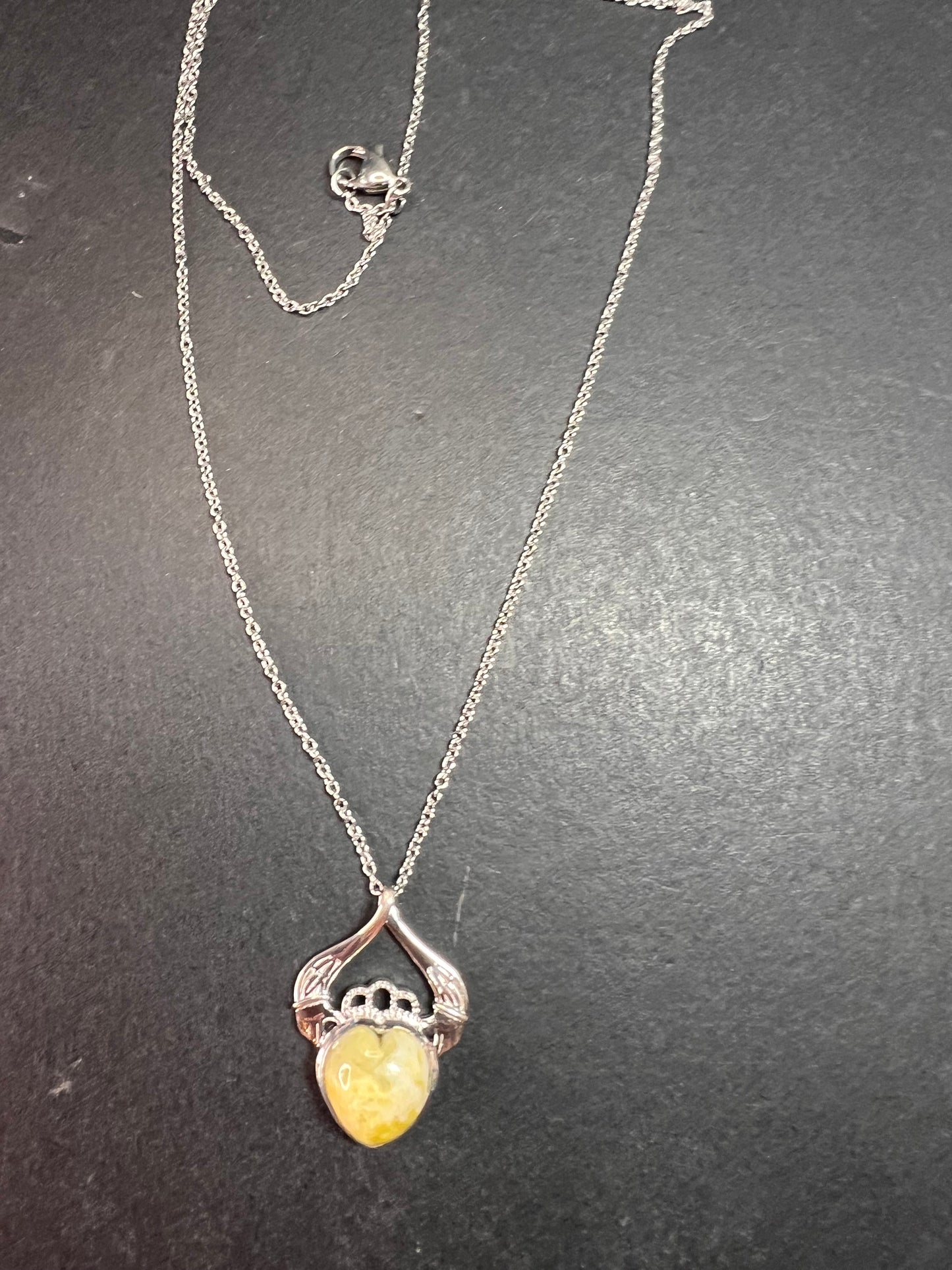 NEW Connemara marble claddagh pendant in sterling silver