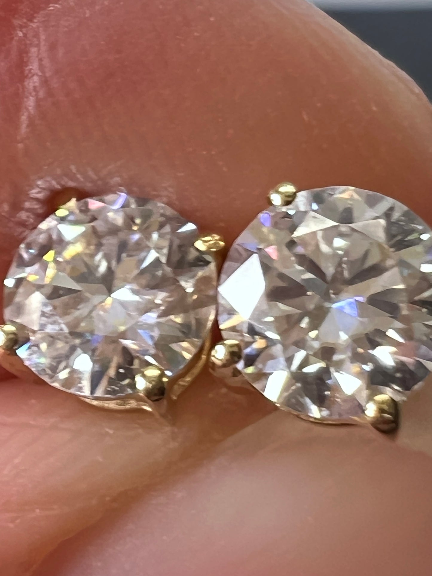 10k yellow gold moissanite stud earrings 4.8mm