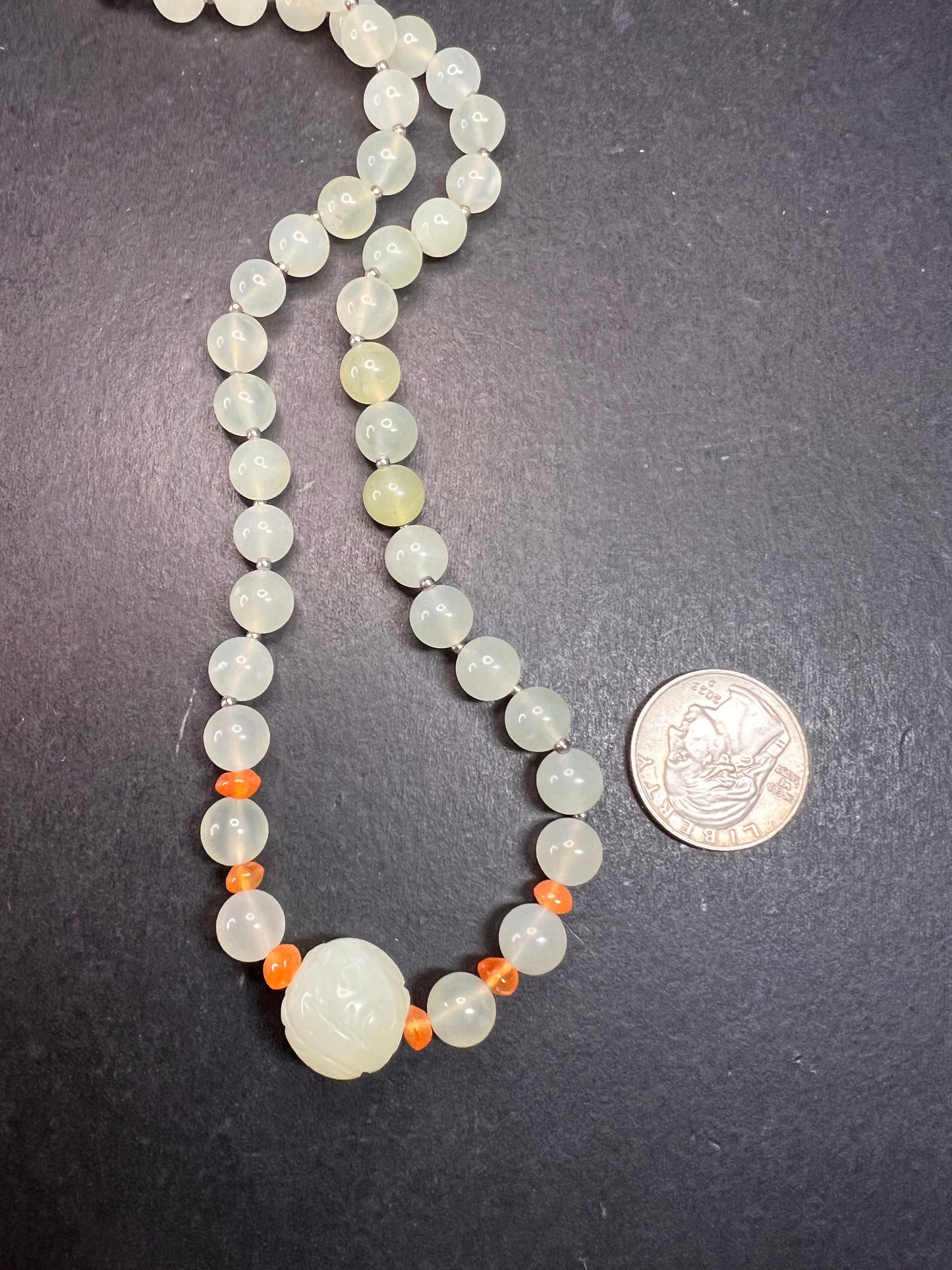 NEW serpentine and carnelian necklace with sterling silver clasp