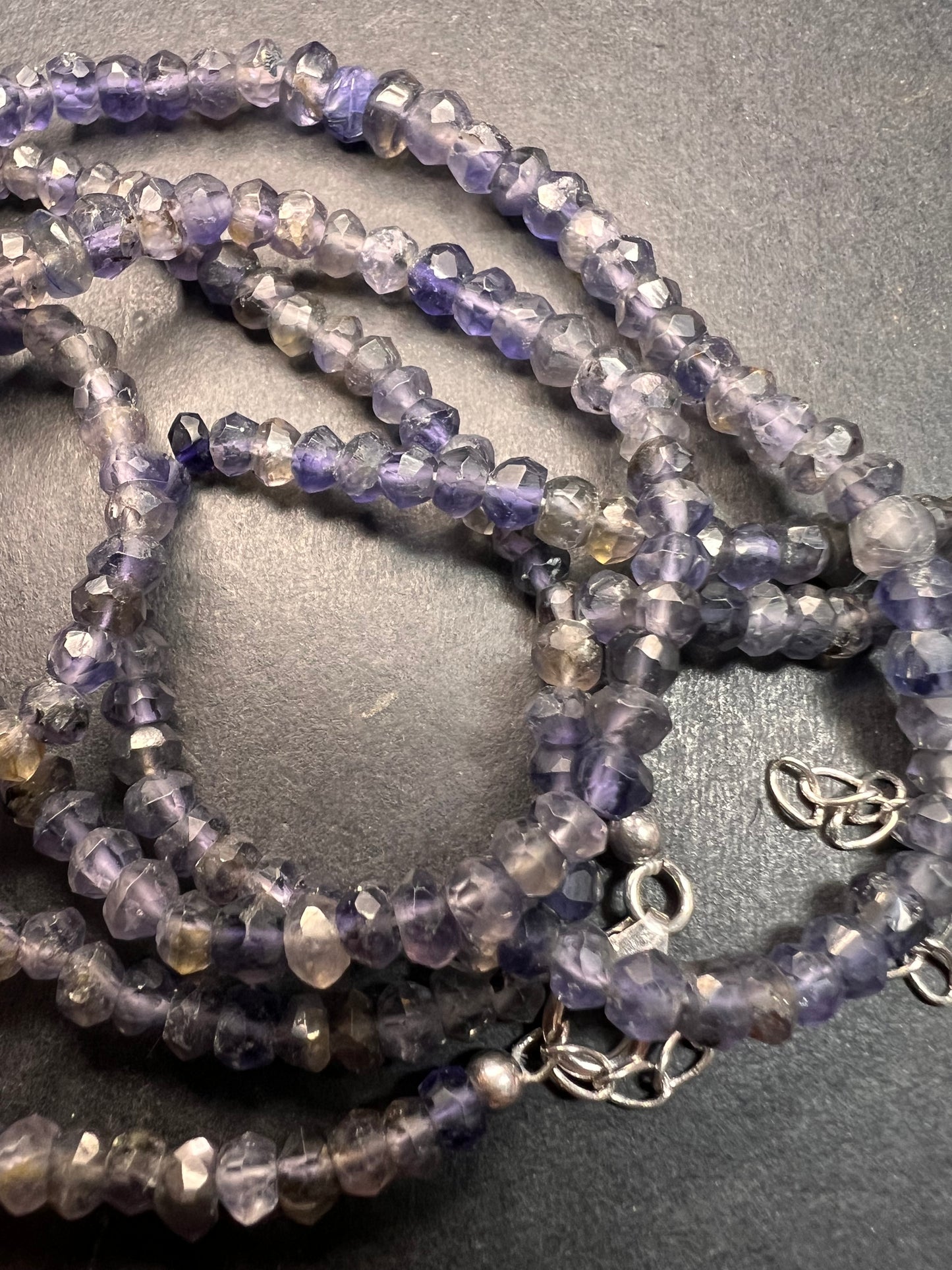 NEW faceted iolite necklace with sterling silver clasp