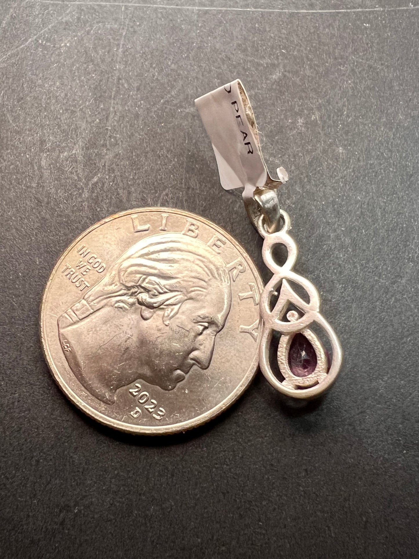 NEW raspberry rhodolite garnet sterling silver twist pendant