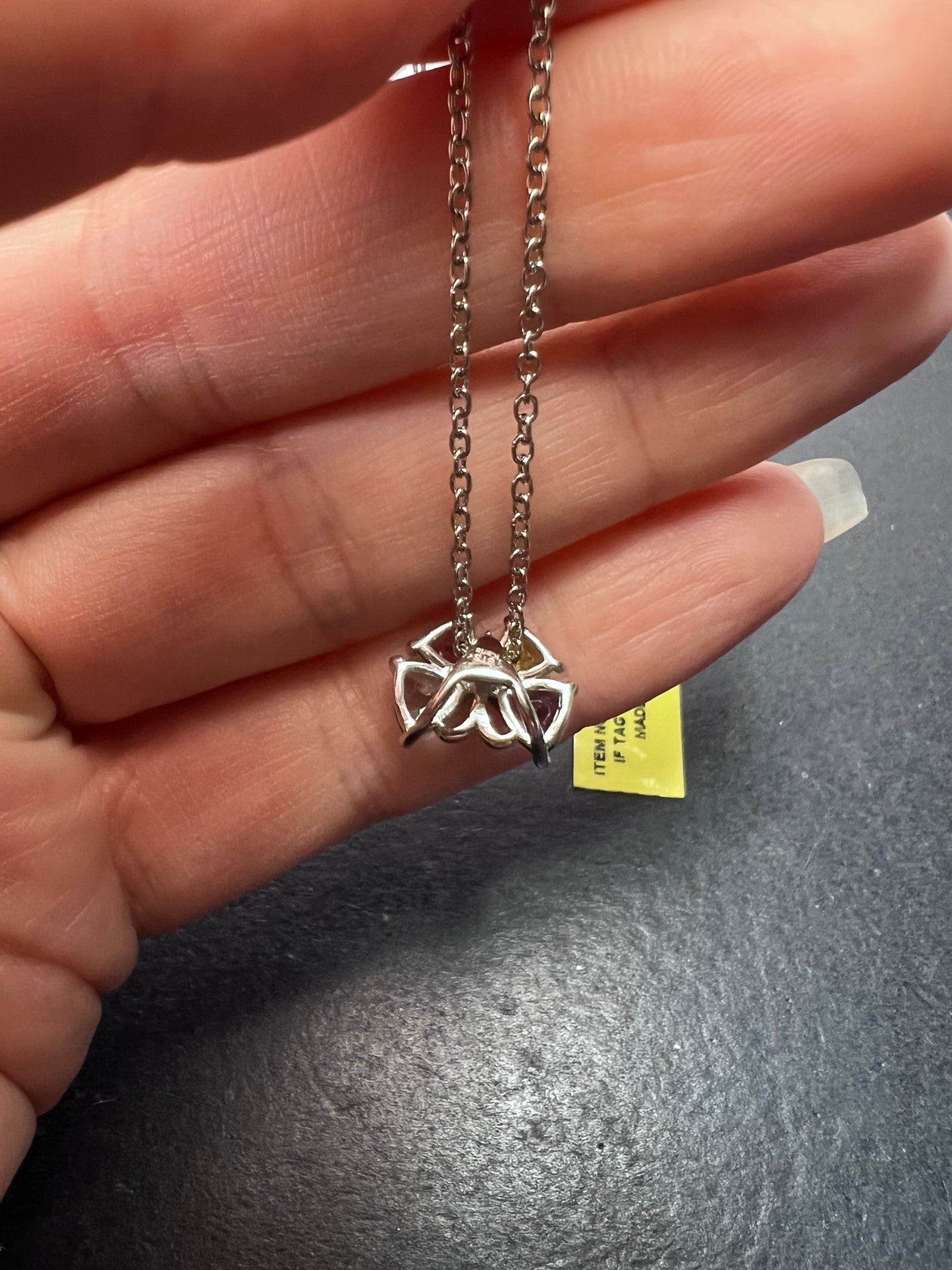 Multi stone butterfly pendant in stainless steel with 18 inch chain *NEW*