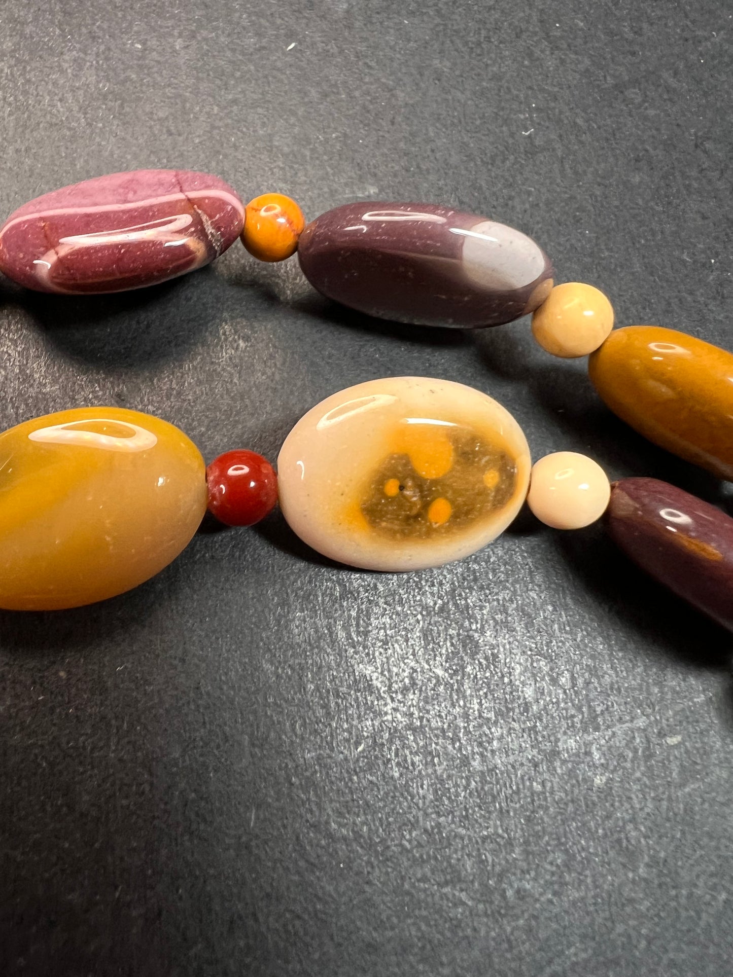 NEW Mookaite Jasper 24 inch necklace with sterling silver clasp