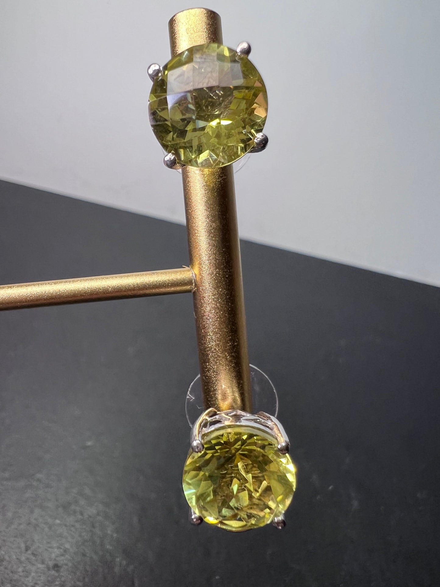 Lemon quartz jumbo stud earrings in sterling silver