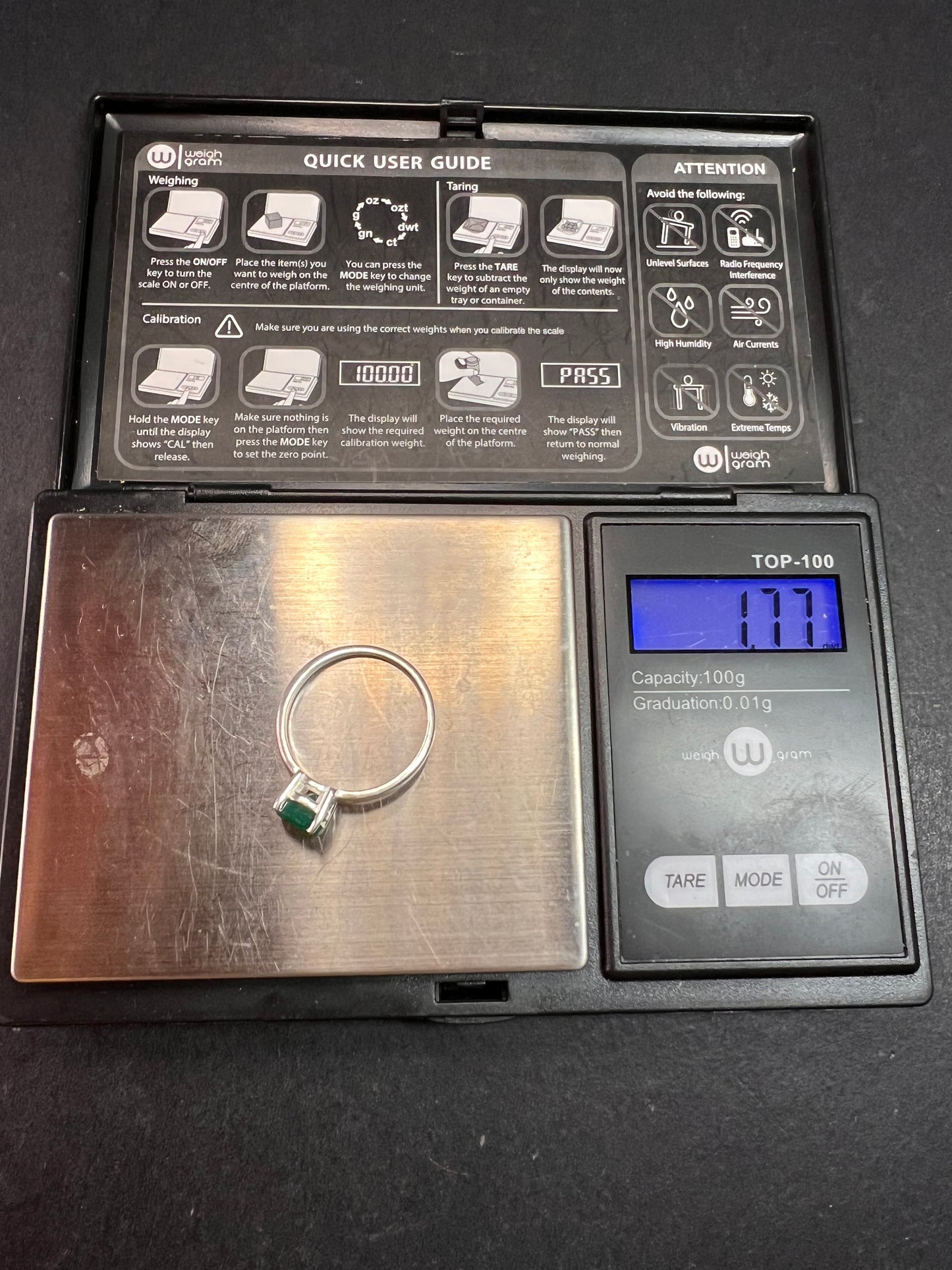 Green onyx sterling silver solitaire ring size 9