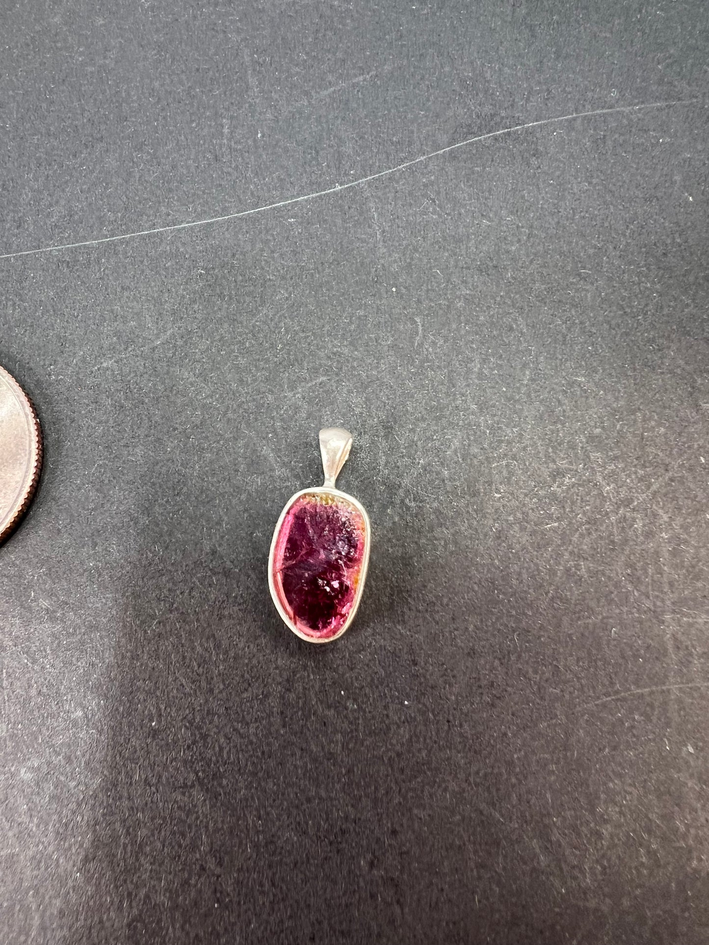 NEW pink/ watermelon tourmaline sterling silver pendant 1.31 grams