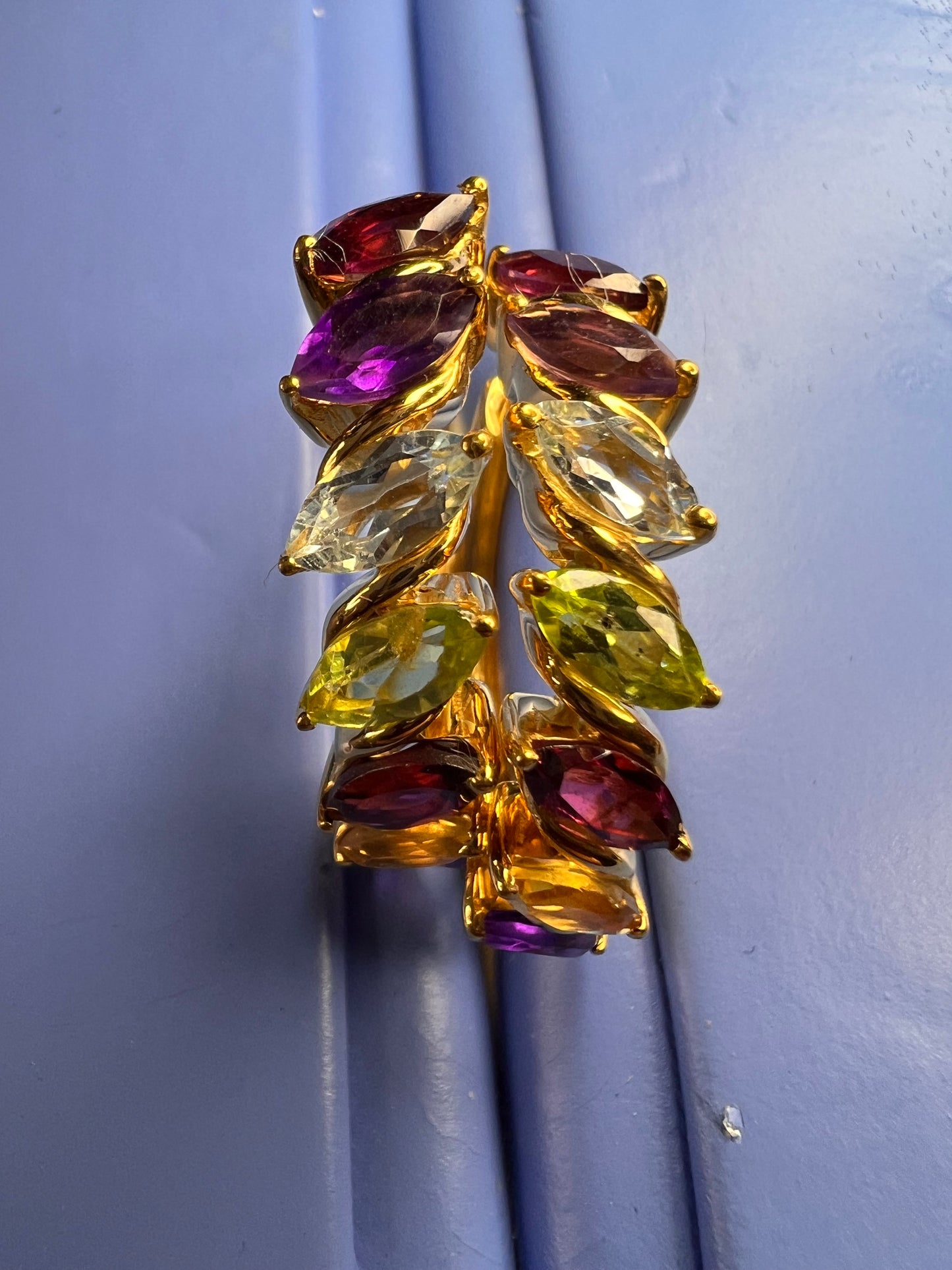 NEW multi gemstone hoop earrings in vermeil gold over sterling silver