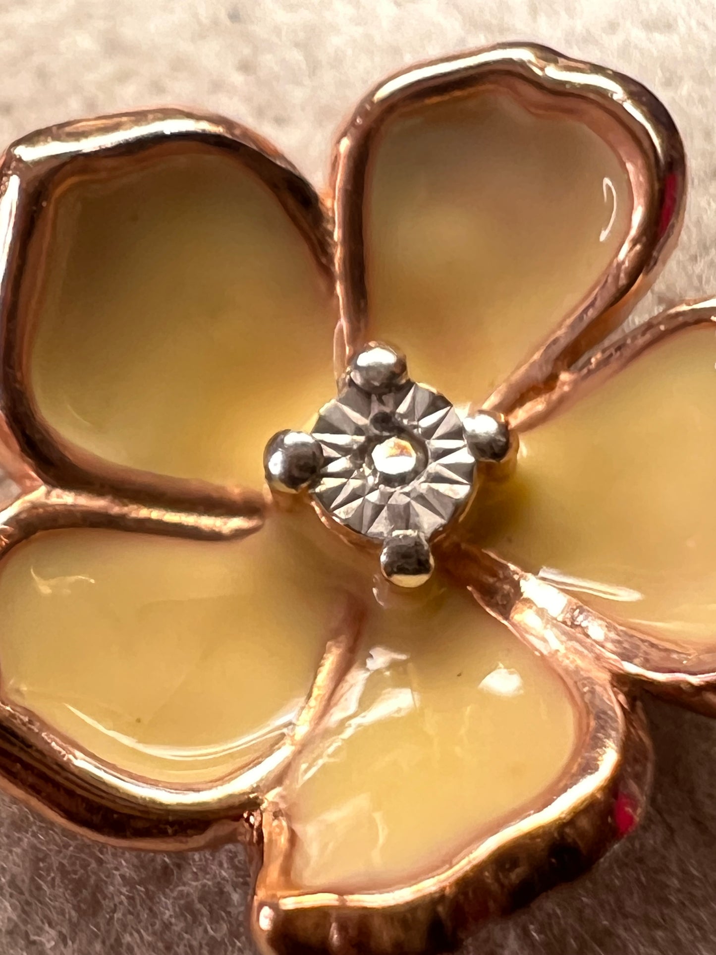 Diamond accent floral enamel earrings in rose gold over sterling silver