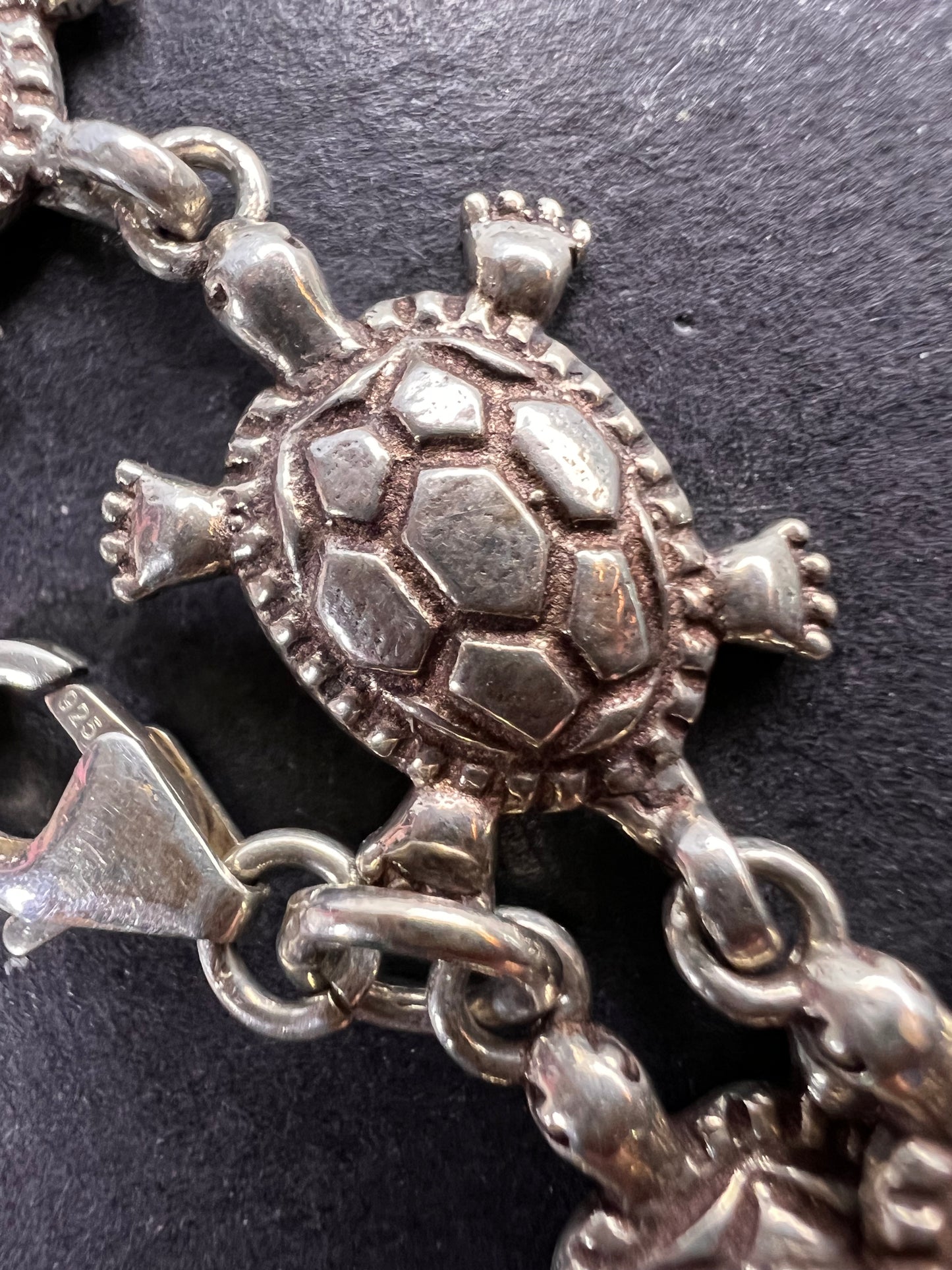 Vintage sterling silver turtles bracelet