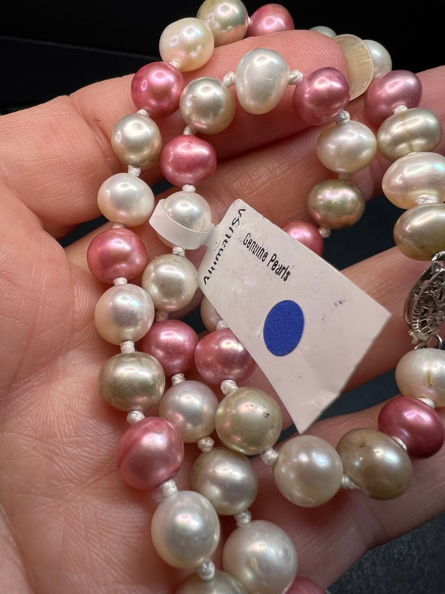 NEW multi colored freshwater pearl necklace with sterling silver clasp