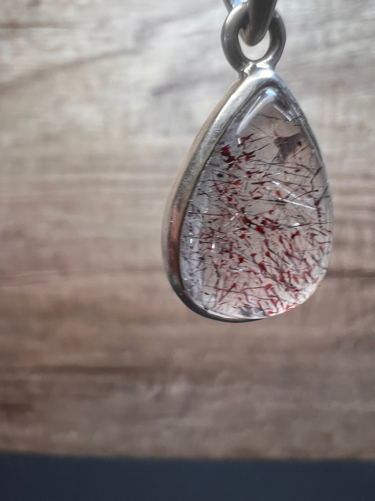 NEW Lepidocrocite super 7 sterling silver teardrop pendant 3.31 grams
