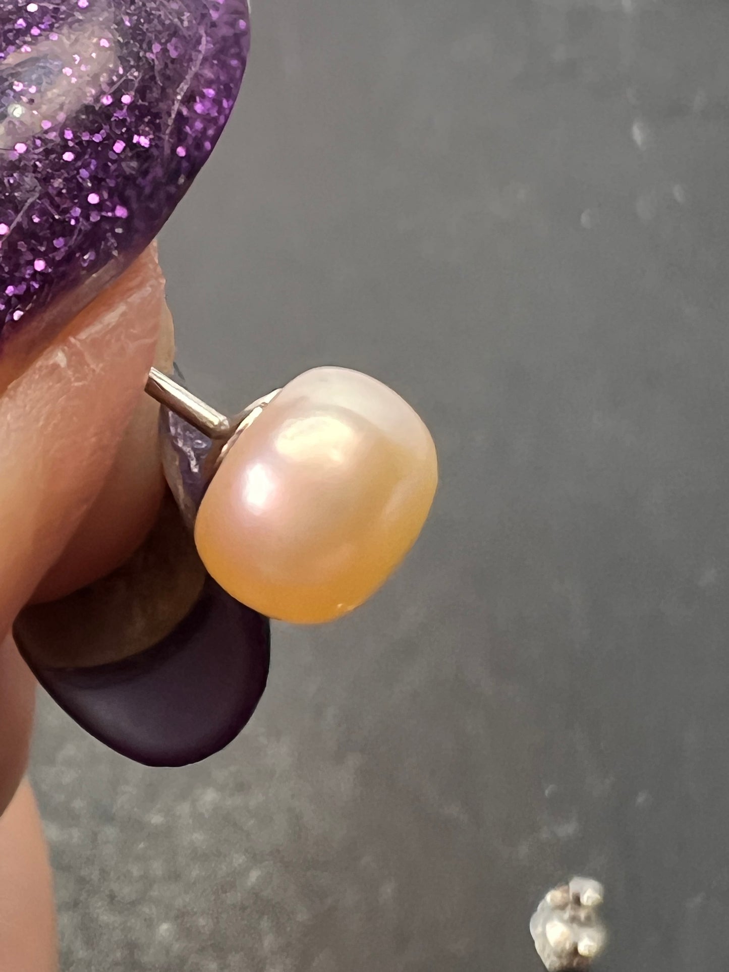 8 mm cultured pearl stud Sterling silver earrings