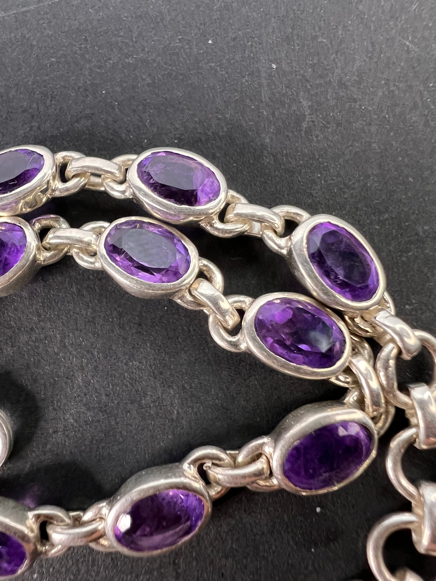 NEW sterling silver amethyst link bracelet