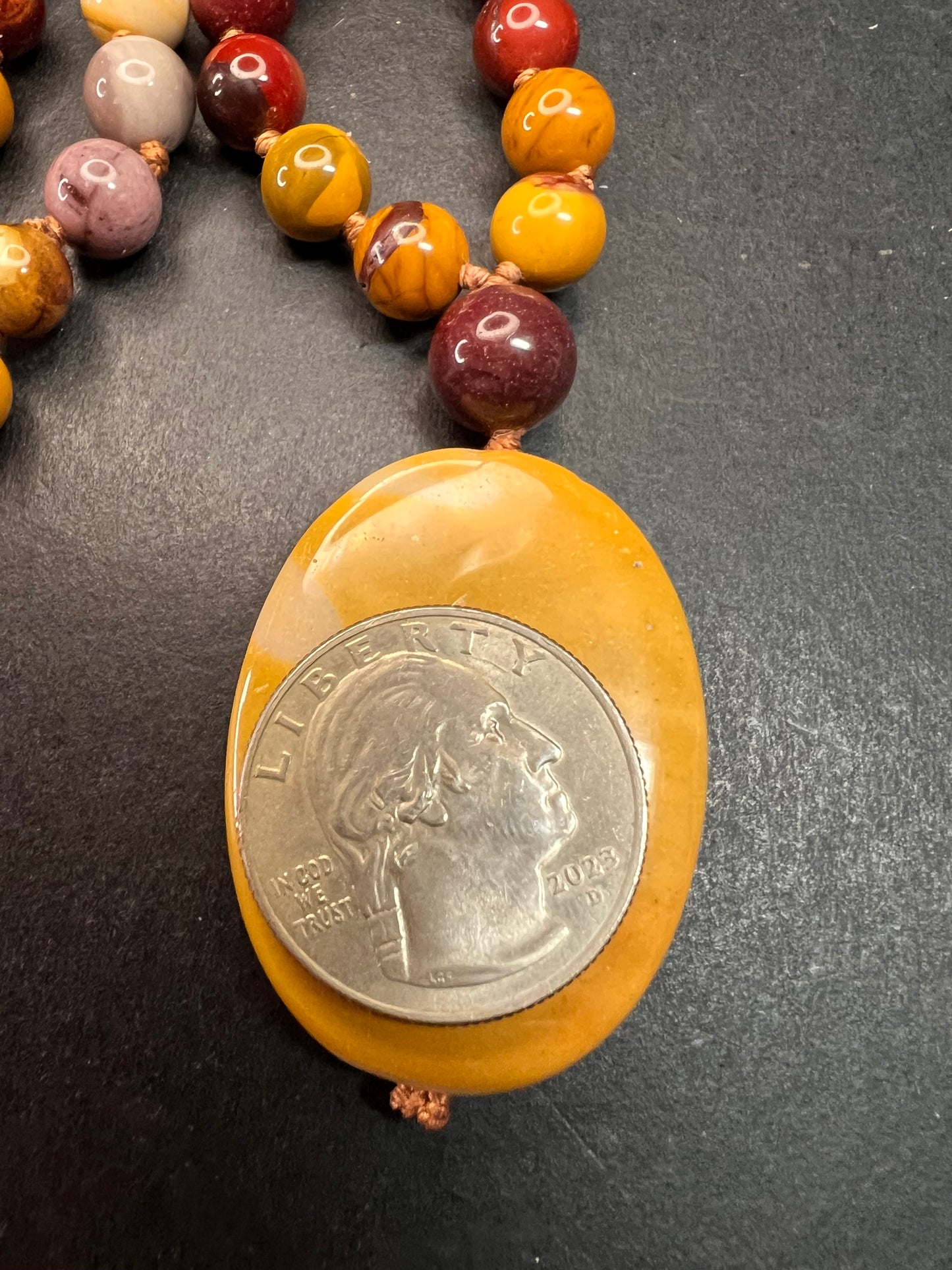 NEW Mookaite knotted pendant necklace with sterling silver clasp