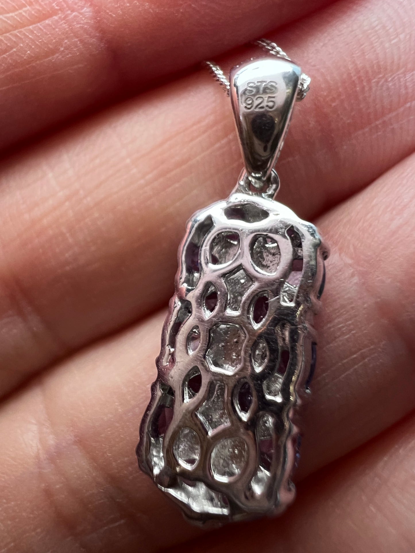 *NEW* Tanzanite CZ sterling silver pendant necklace