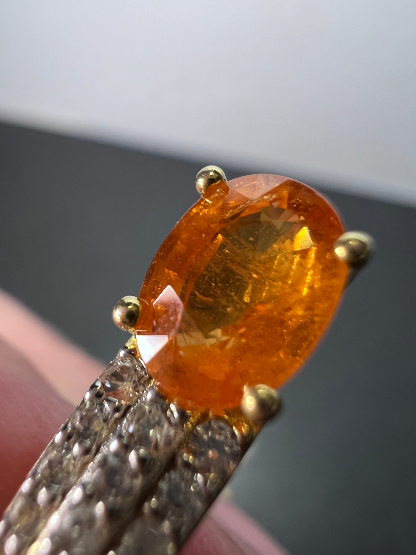 Orange Mandarin Garnet 18K Yellow Gold Over Silver Pendant With Chain 1.02ctw *NEW*