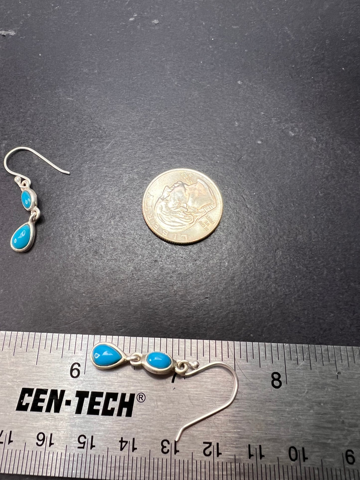 NEW Sleeping Beauty sterling silver turquoise dangle earrings 2.93 grams
