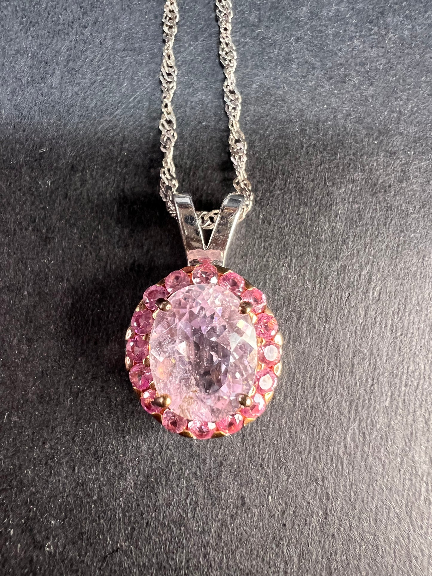 Pink Kunzite Rhodium Over Sterling Silver Pendant With Chain 3.28ctw