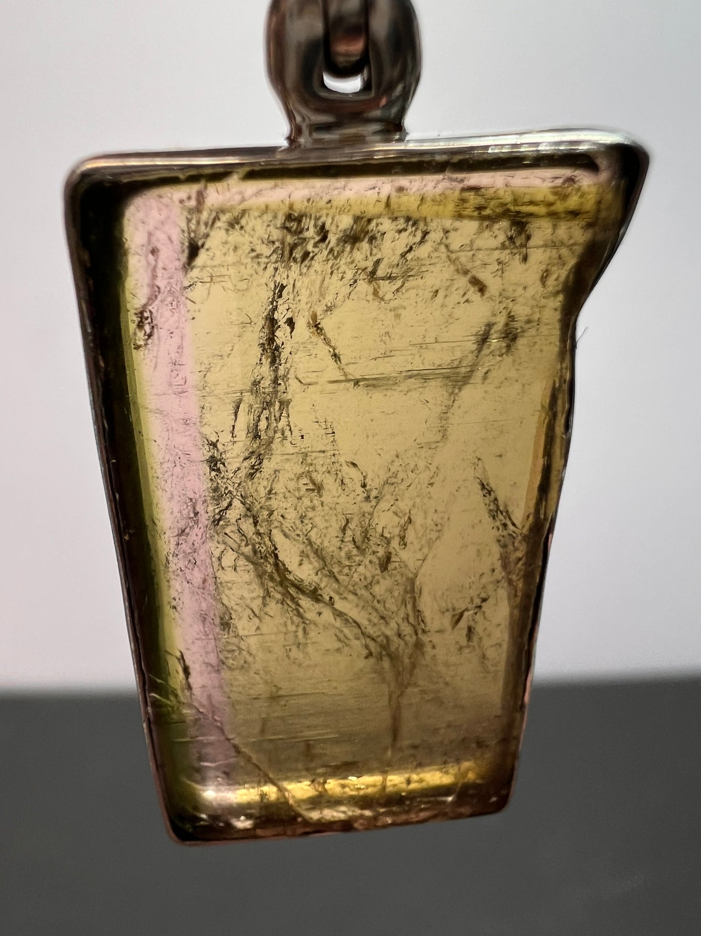 NEW Green watermelon tourmaline sterling silver pendant 4.97 grams