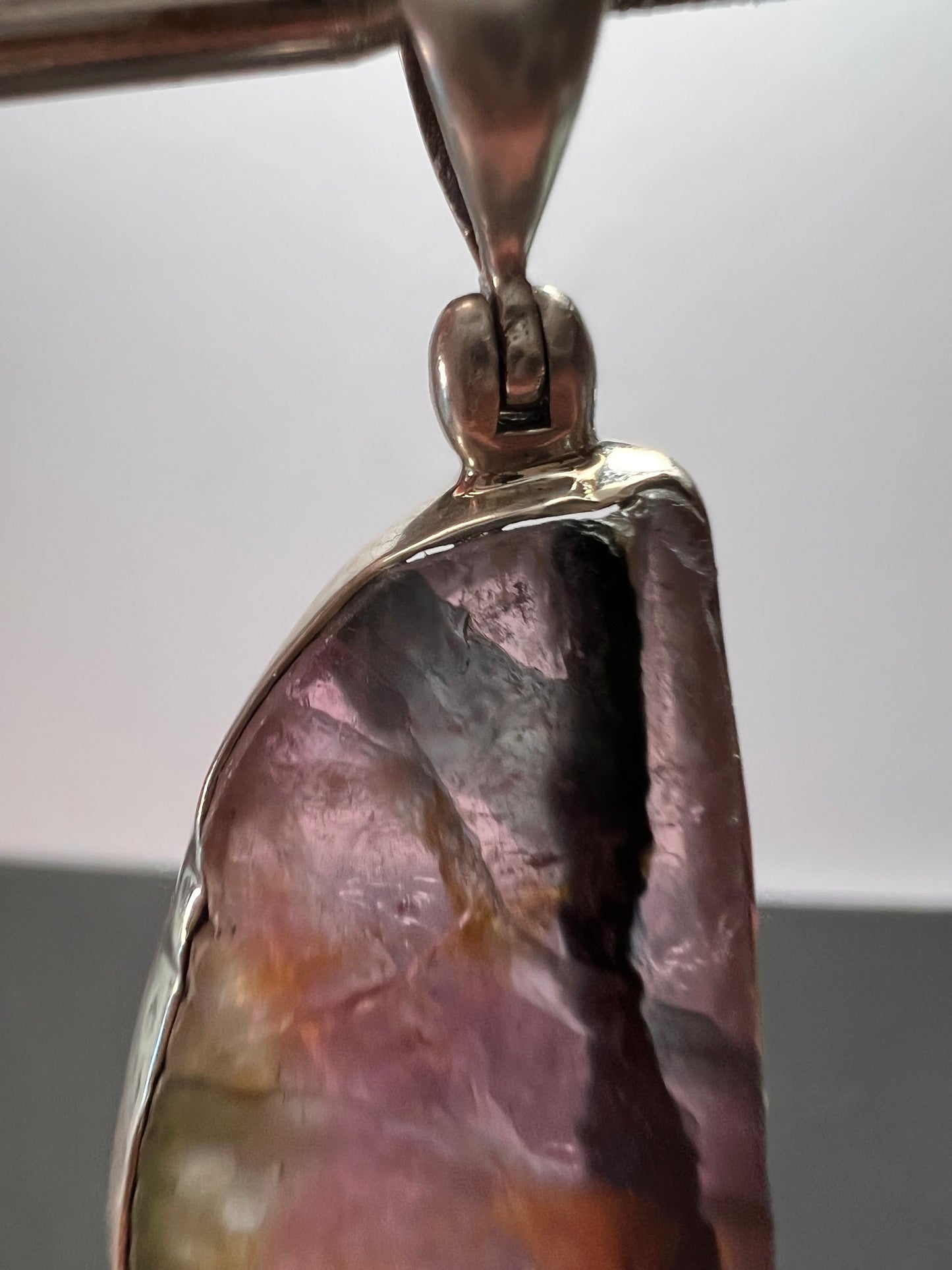 NEW Watermelon multi tourmaline sterling silver pendant 7.91 grams