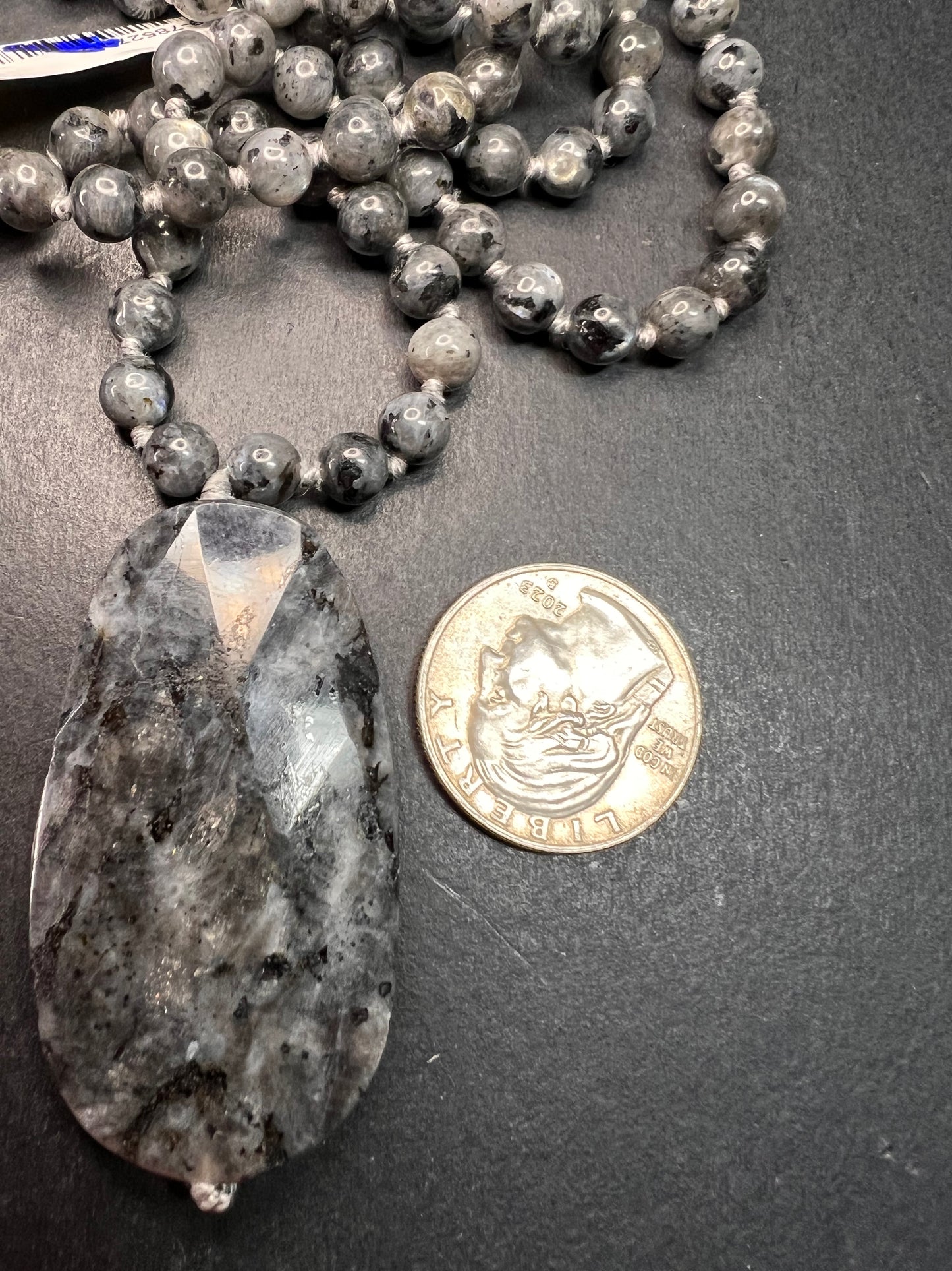 NEW Larvakite 30 inch necklace with pendant