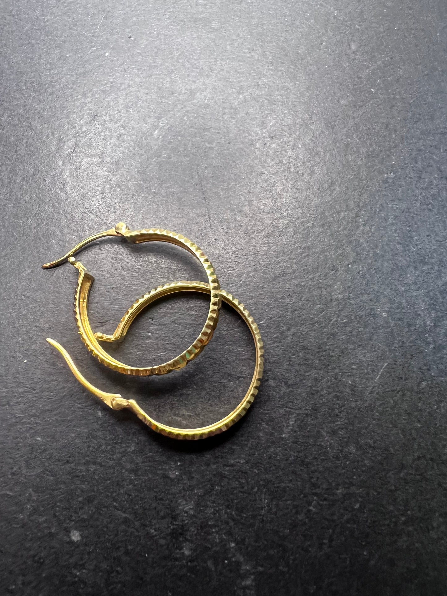 Diamond cut gold over sterling silver hoop earrings