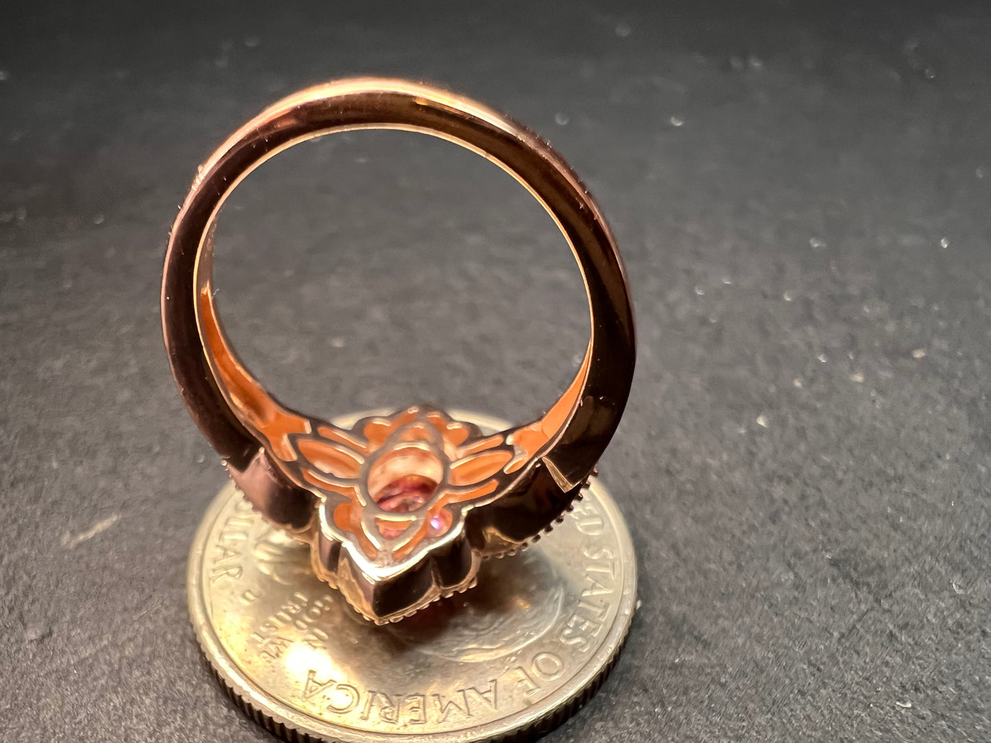 NEW Pink Moissanite lotus ring in rose gold vermeil 925 size 6