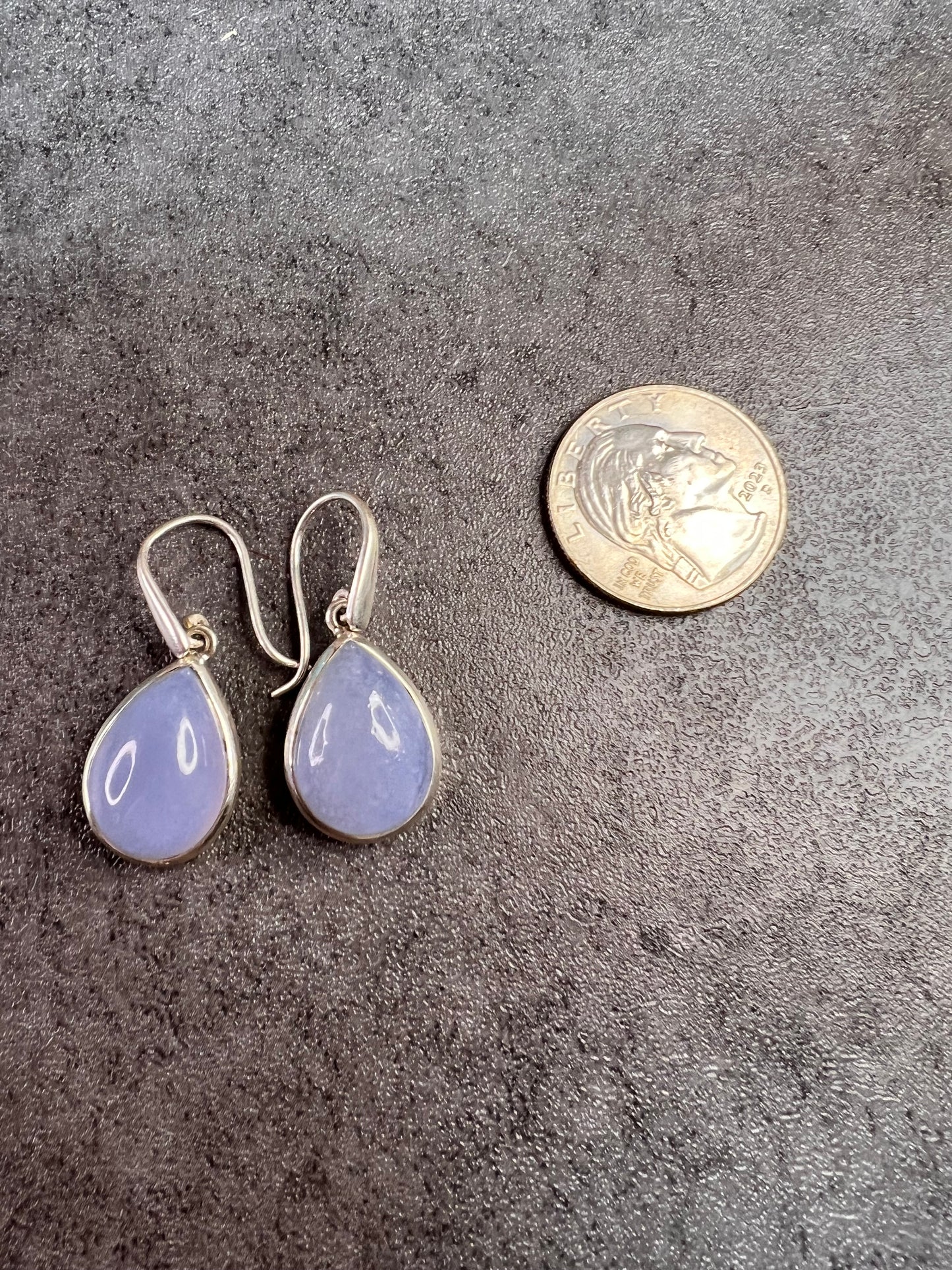 NEW Blue chalcedony sterling silver drop earrings 8.61 grams
