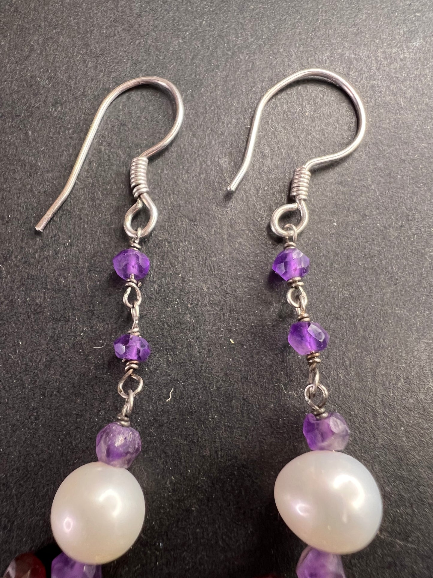 Multi gemstone cluster dangle earrings in sterling silver