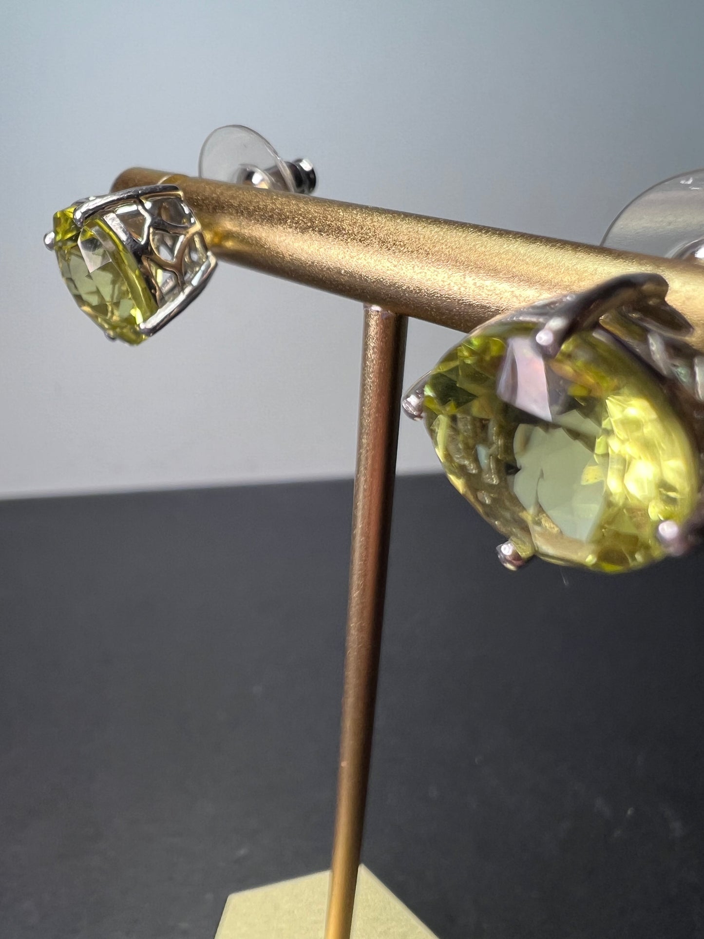 Lemon quartz jumbo stud earrings in sterling silver
