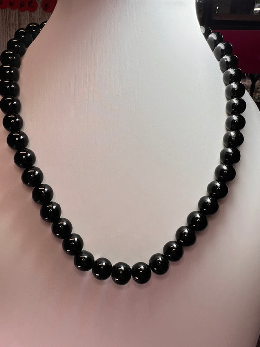 NEW Black Onyx necklace with sterling silver clasp