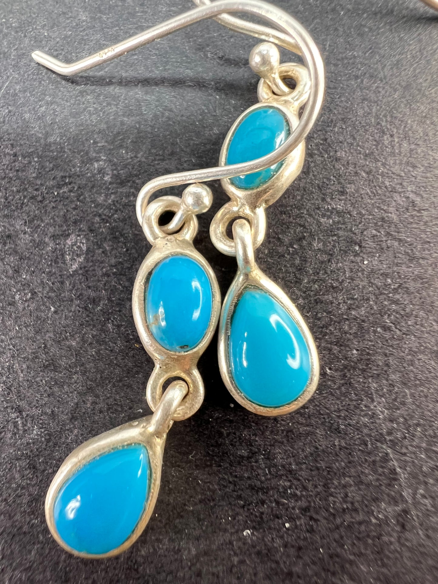 NEW Sleeping Beauty sterling silver turquoise dangle earrings 2.93 grams