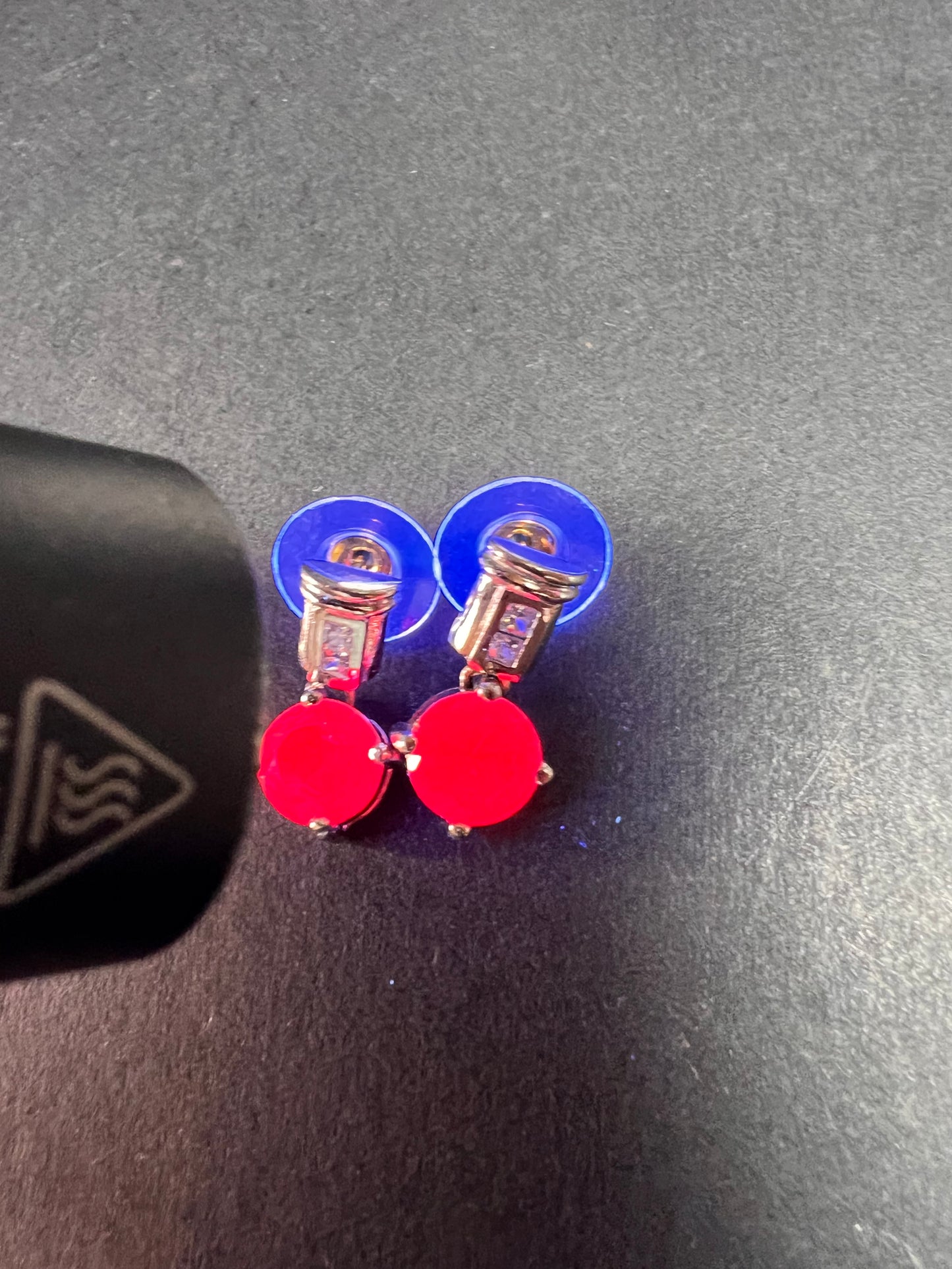 Lab purple sapphire and topaz sterling silver earrings