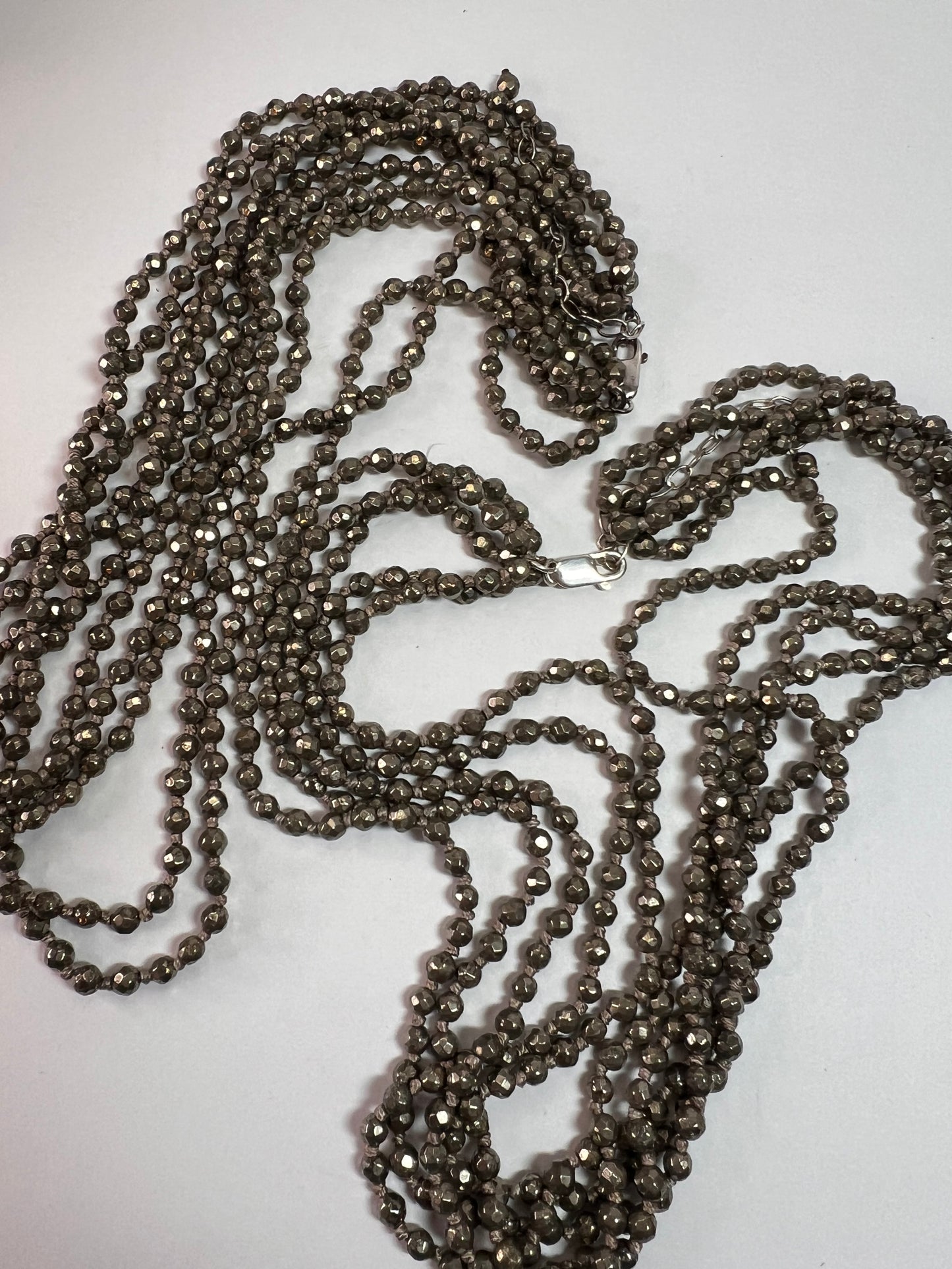 NEW pyrite multi strand necklace with sterling silver clasp