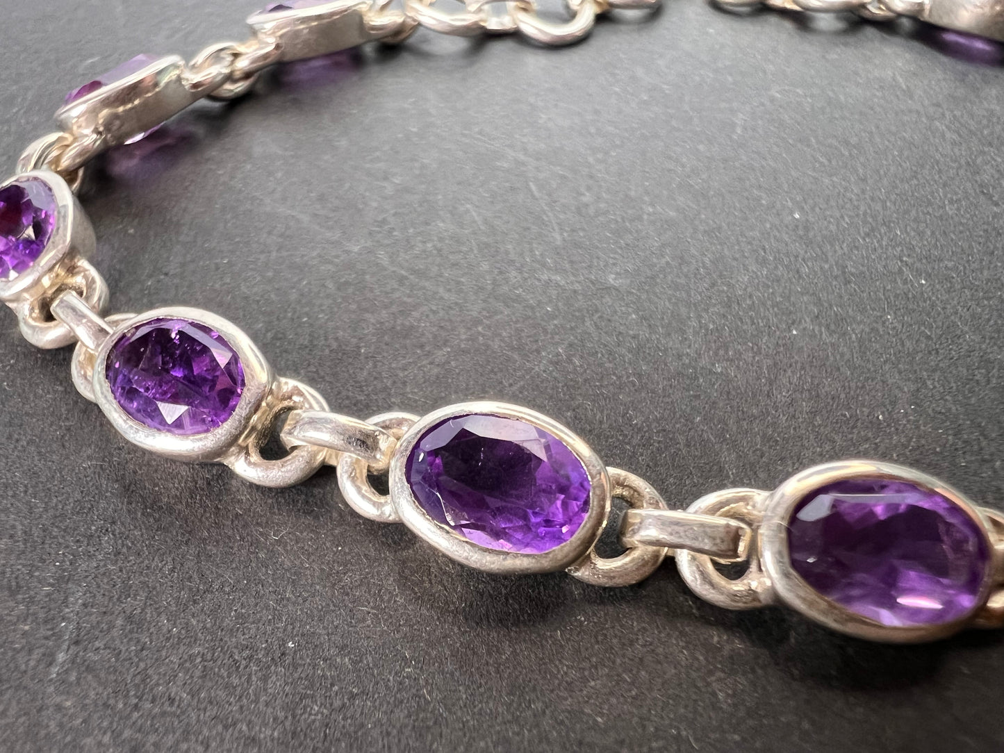 NEW sterling silver amethyst link bracelet