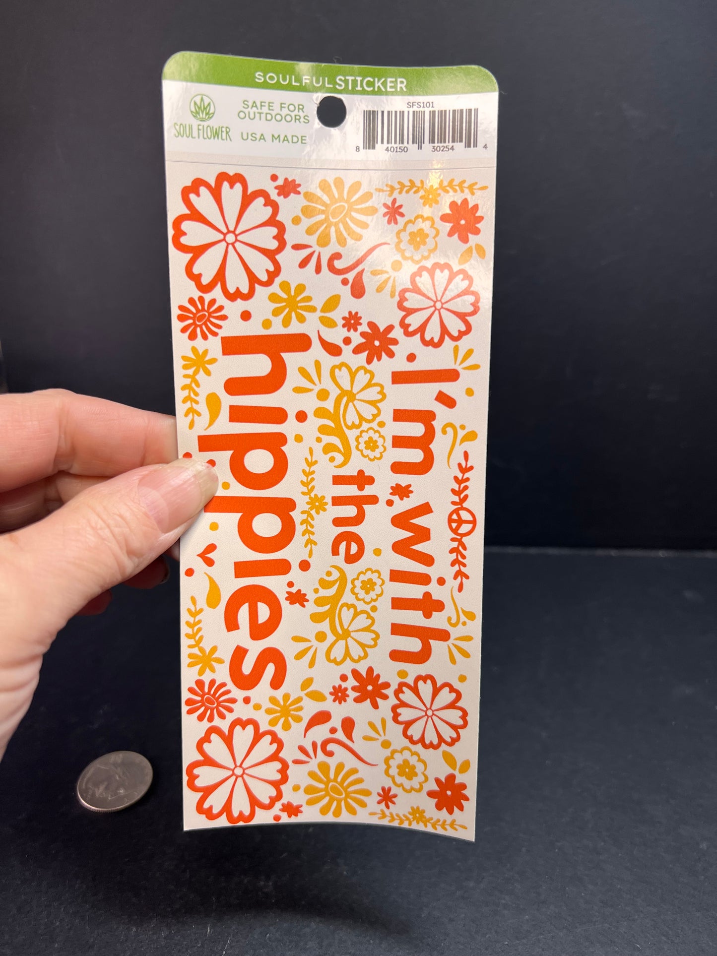 🌼 “I’m With Hippies” Soul Sticker – Retro Floral Vibes